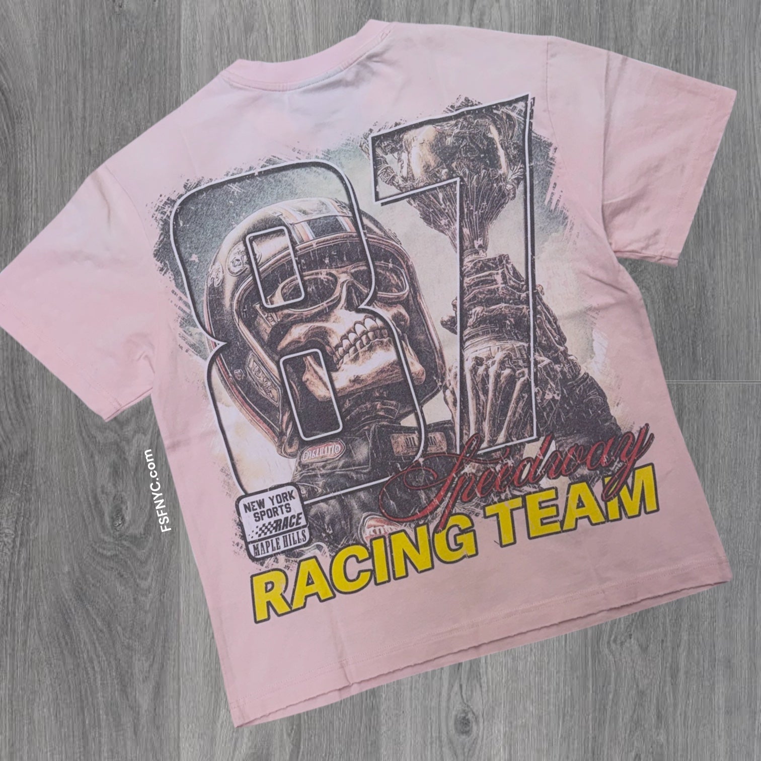 Space - Skull Racing T-shirt - Pink - TS07