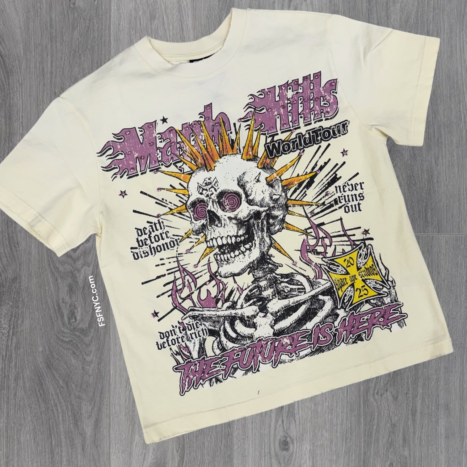 Space - Skull Spike T-shirt - Natural - TS01 -