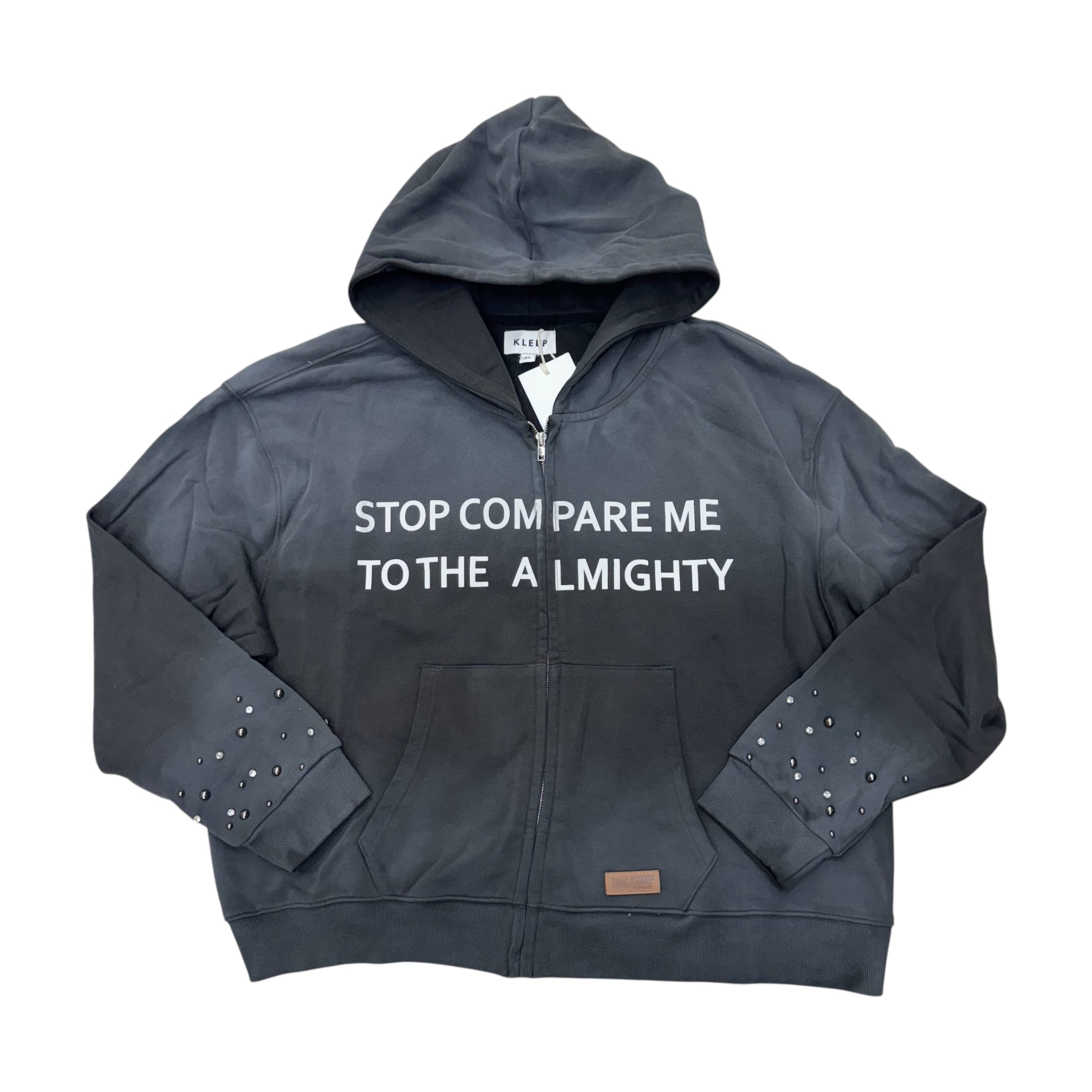 LTK Rhinestone Stop Comparing Me Hoodie Charcoal Wash 6850