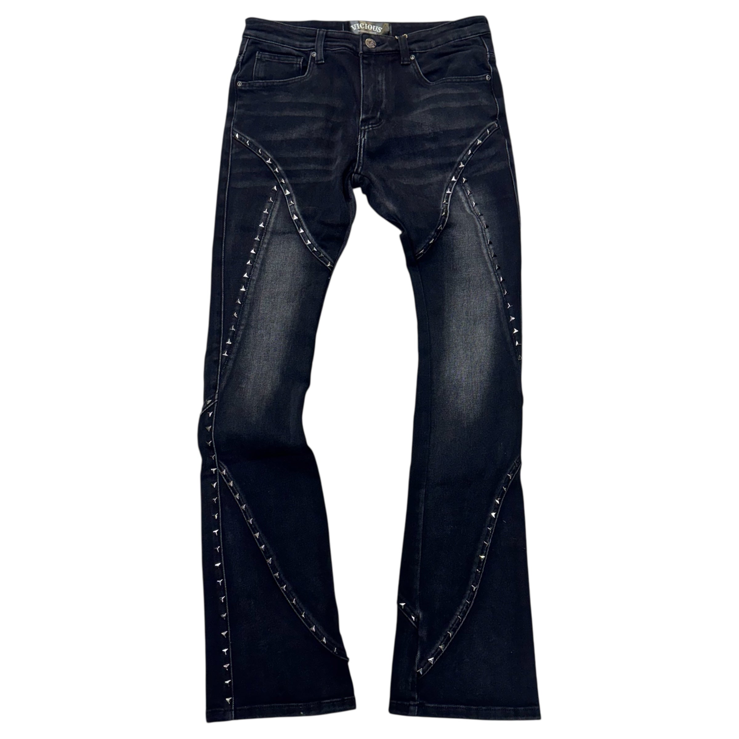 Vicious Stacked Studded Denim Black VC5007 M