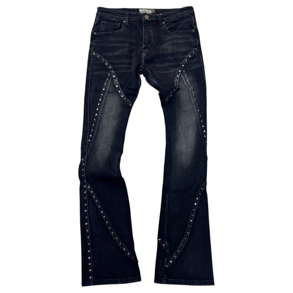 マインデニム　St.Twist Denim Big military CT Vicious Stacked Studded Denim Black VC5007 M