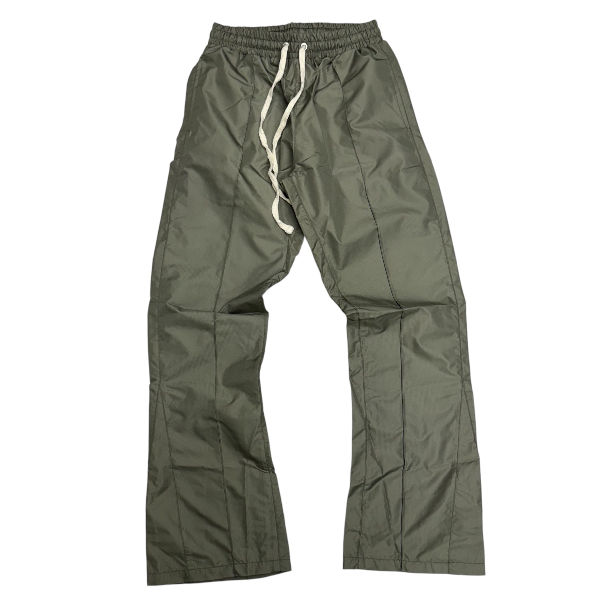 Narr stacked  Nylon Plain Pants Olive (fit Slim, go up 1 size )