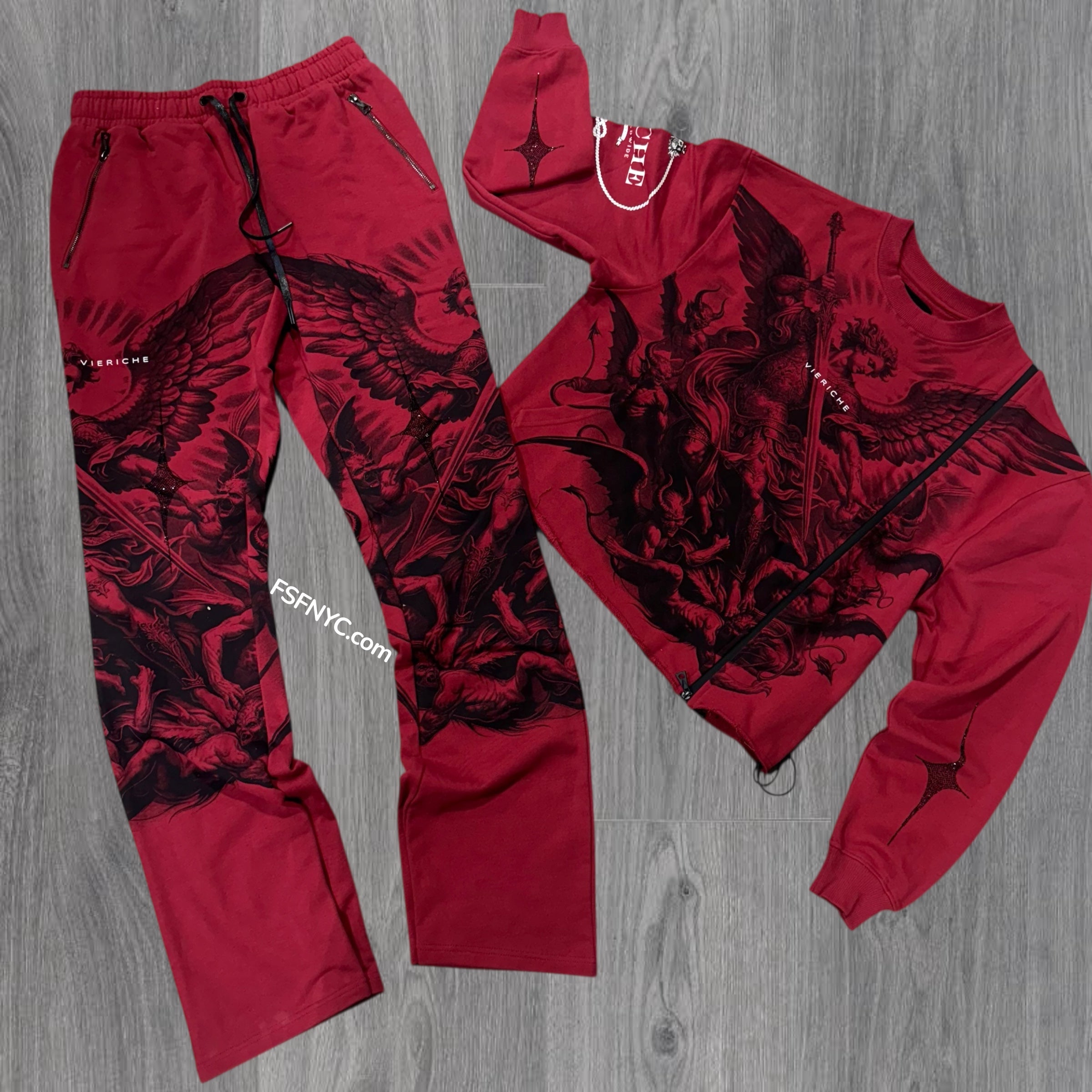 VR - Stacked Arcangel Crew Sweat Suit - Red - VR1531