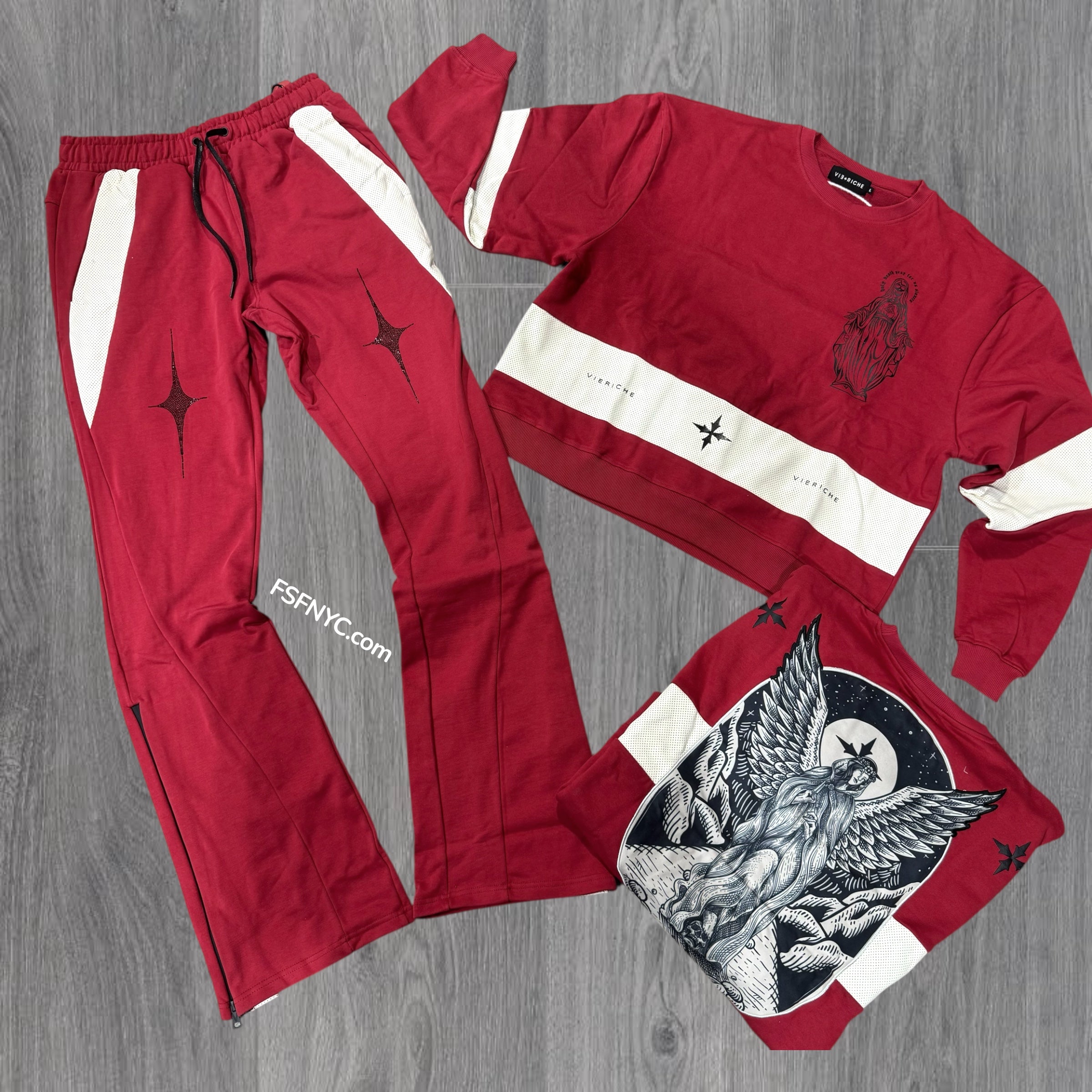 VR - Stacked Holy Crew Sweat Suit - Red - VR1532