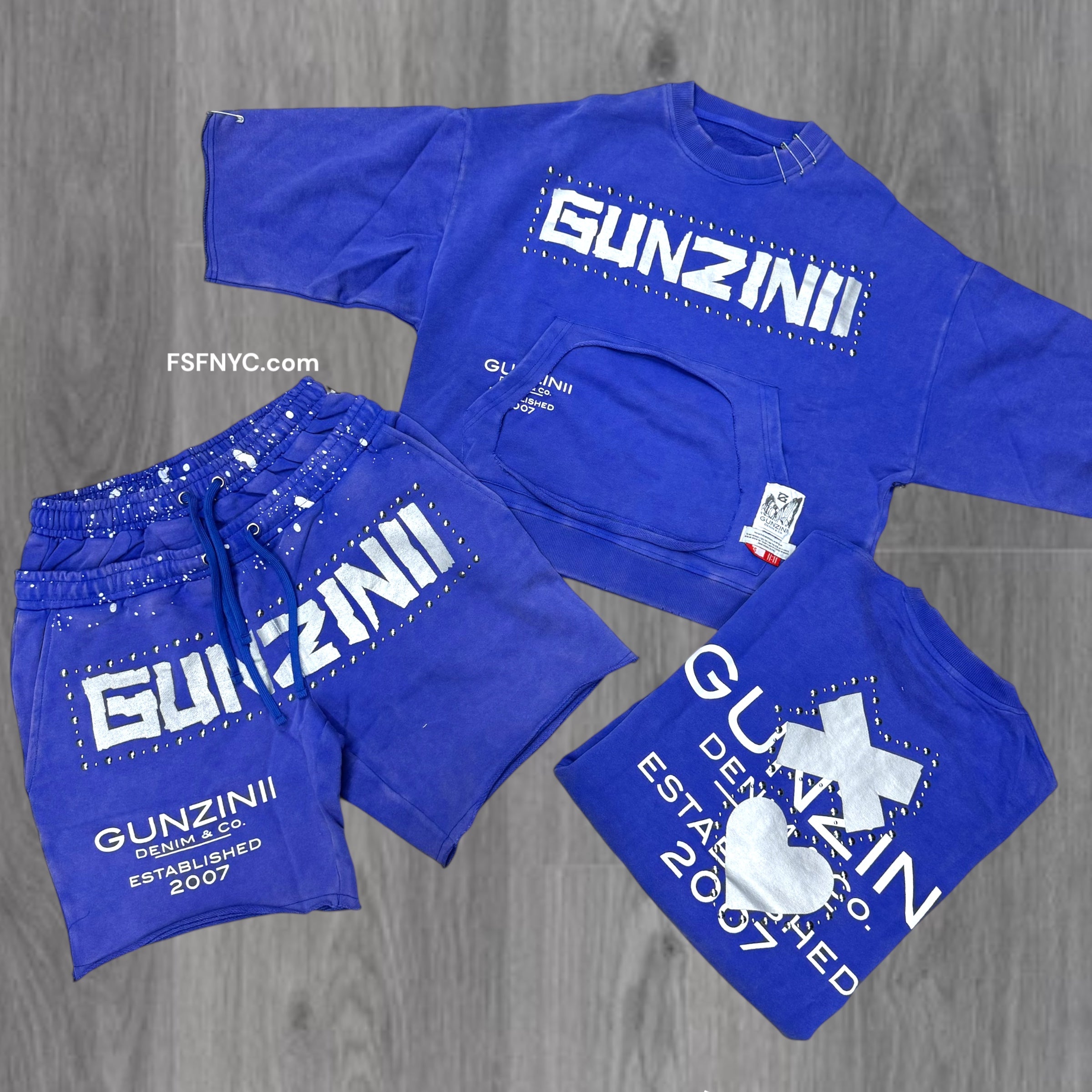 Gunzinii Studded Crop Short Set Royal GZ623 624
