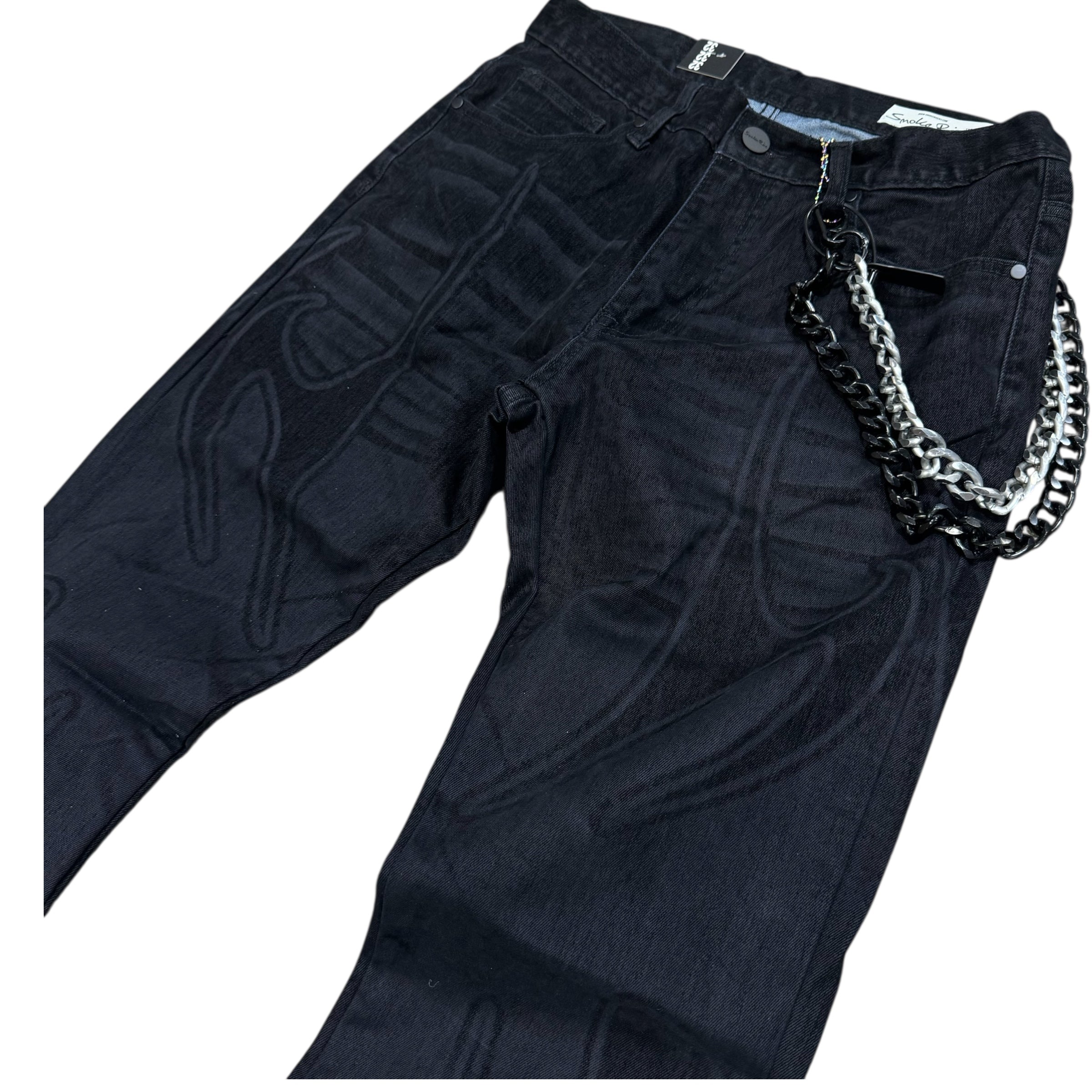 Rise - Flare Light Suede Pant w/chain - Dor.Black - 25527