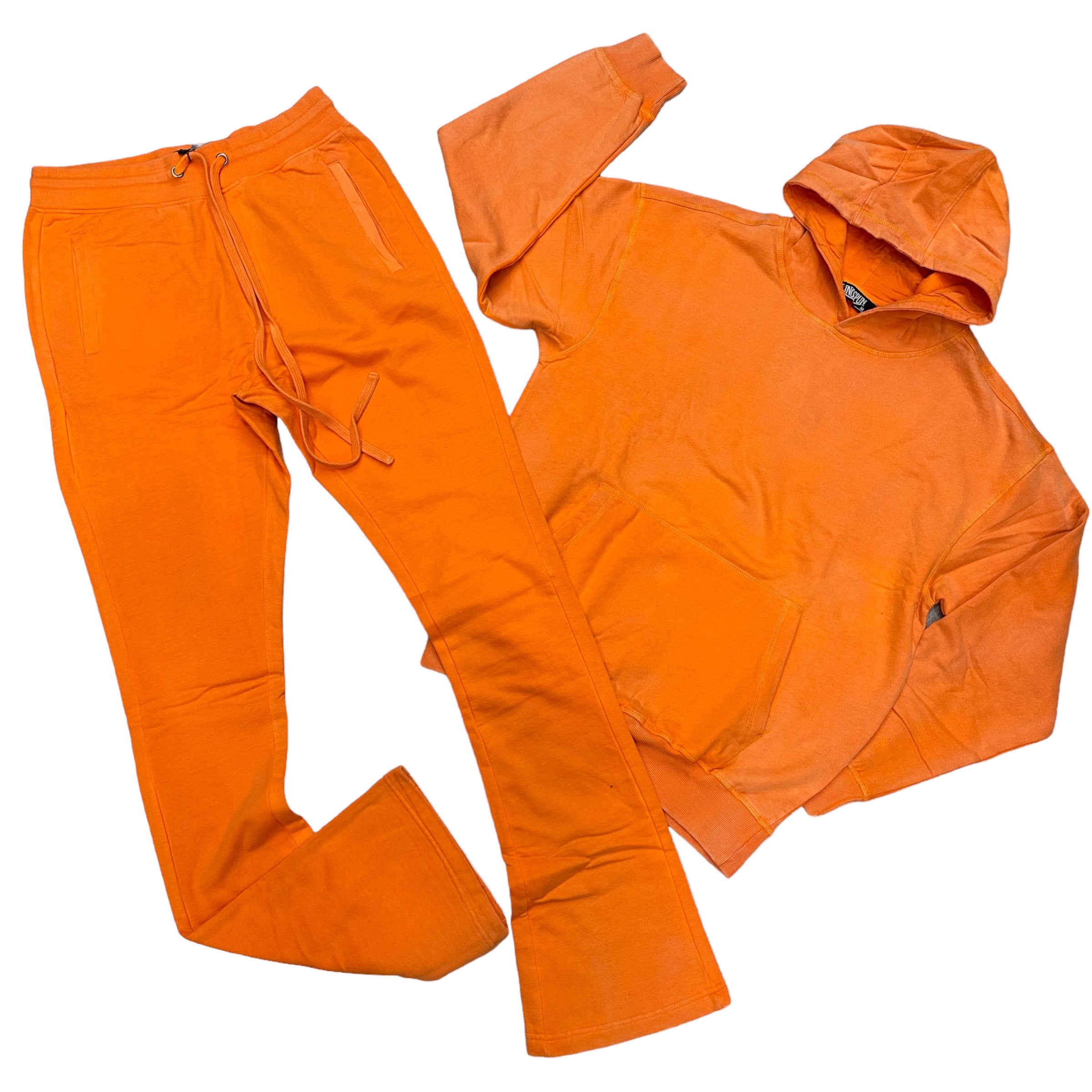 Rs Acid washed Stacked Pullover hoodie set orange 301 401