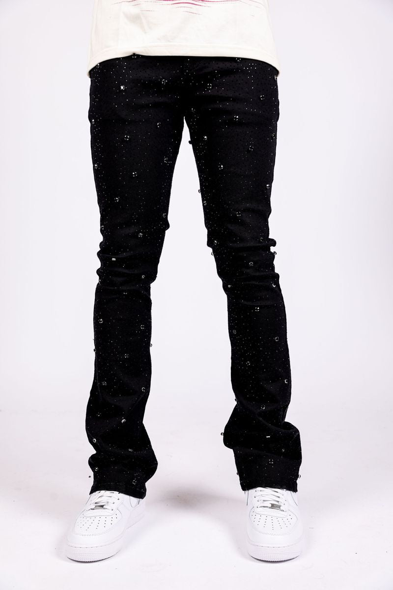 Stacked Crystal Denim Black