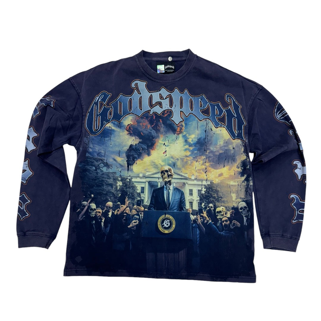 Godspeed Dead President Long Sleeve charcoal Grey