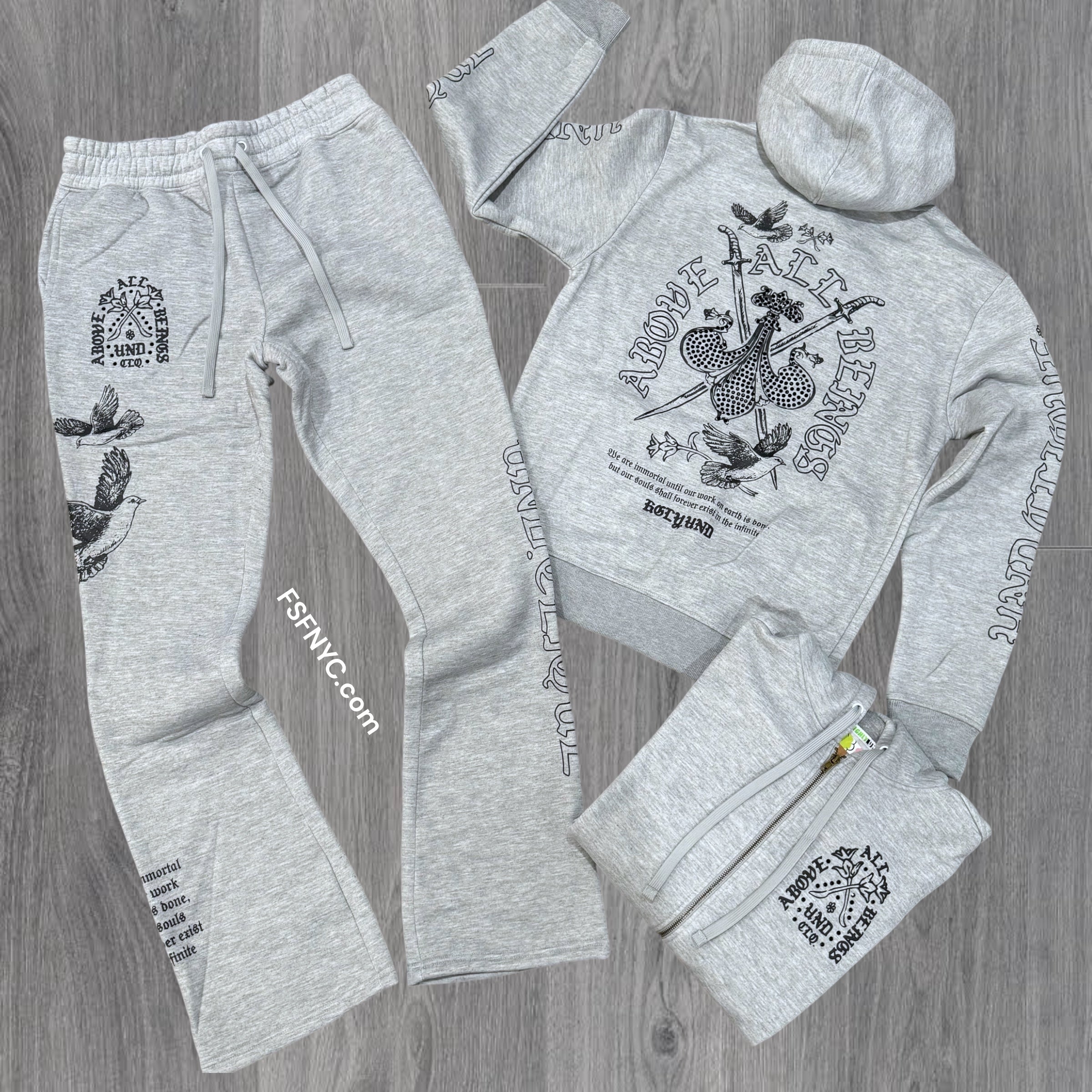 UNDRTD - Stacked Above All Zip hood Sweat Suit - Grey - 5604 5204