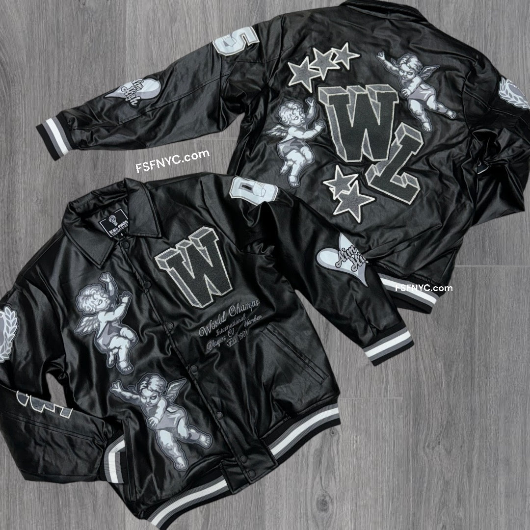 World Champs PU Leather Jacket Black 523