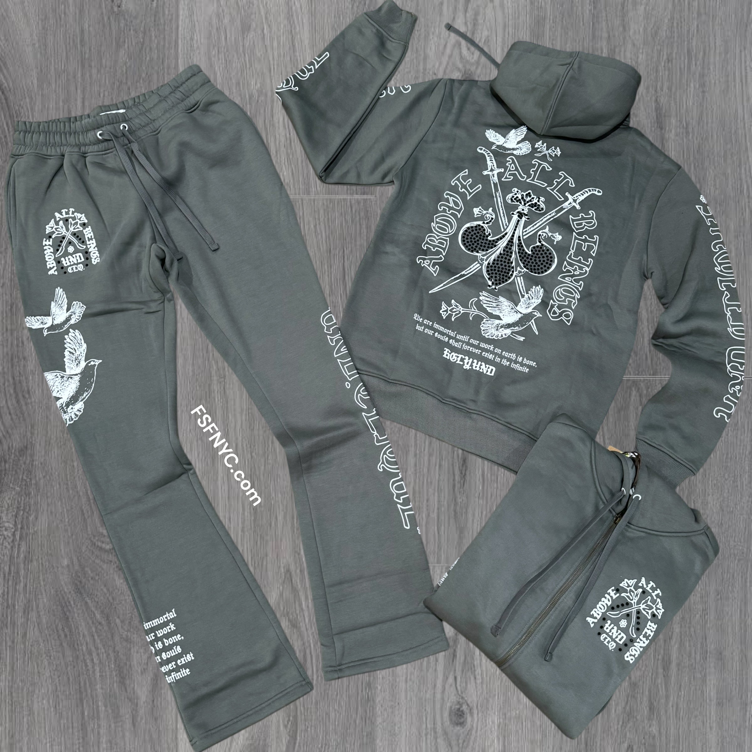 UNDRTD - Stacked Above All Zip hood Sweat Suit - Charcoal - 5604 5204