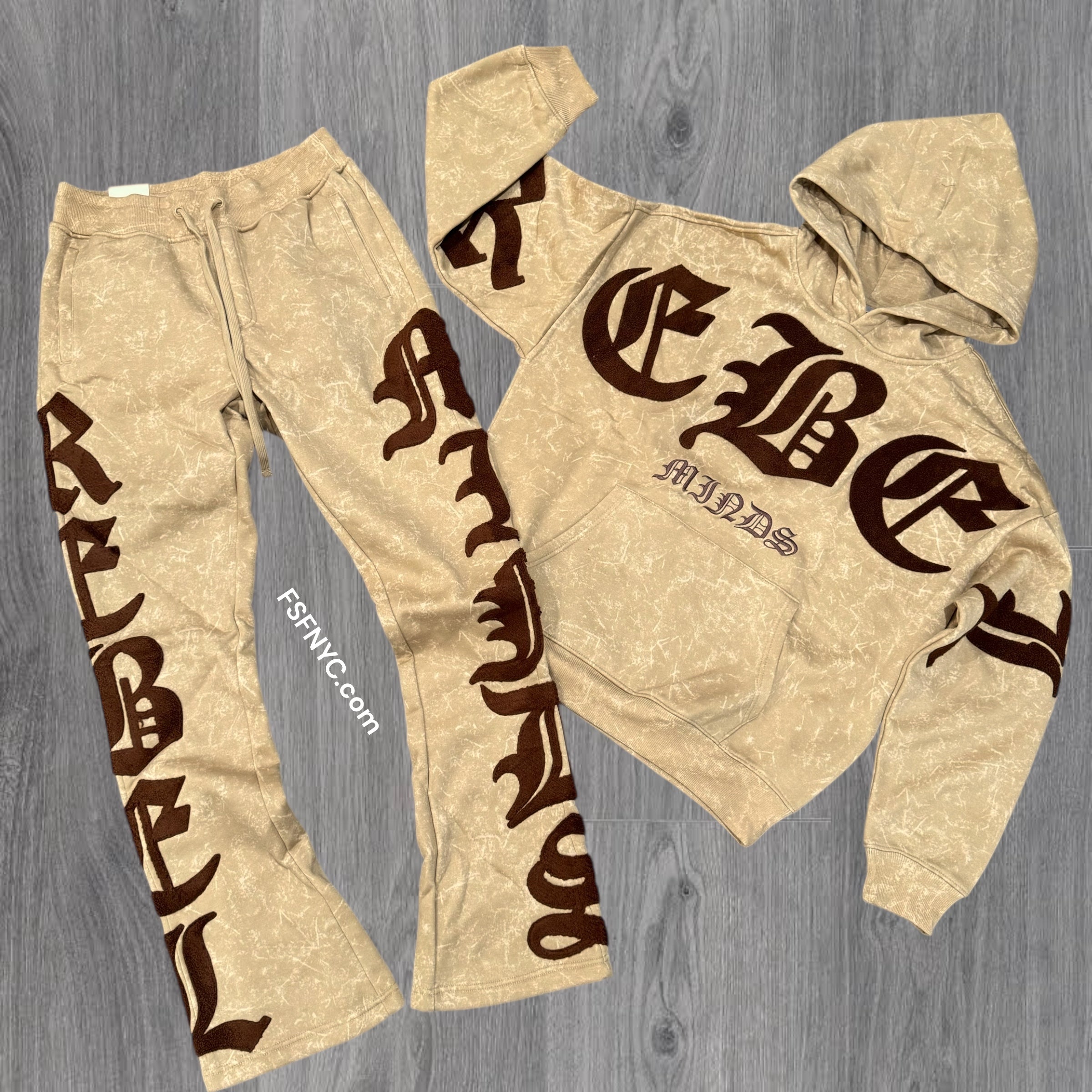 Rebel - Stacked Chenille Sweat Suit - Beige - 312 412
