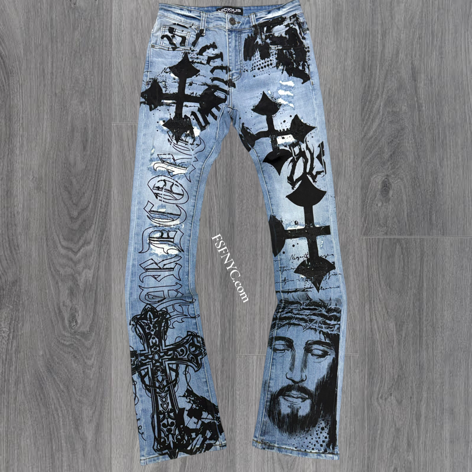 Vicious - stacked Graphic Denim - L.Blue - VC1135