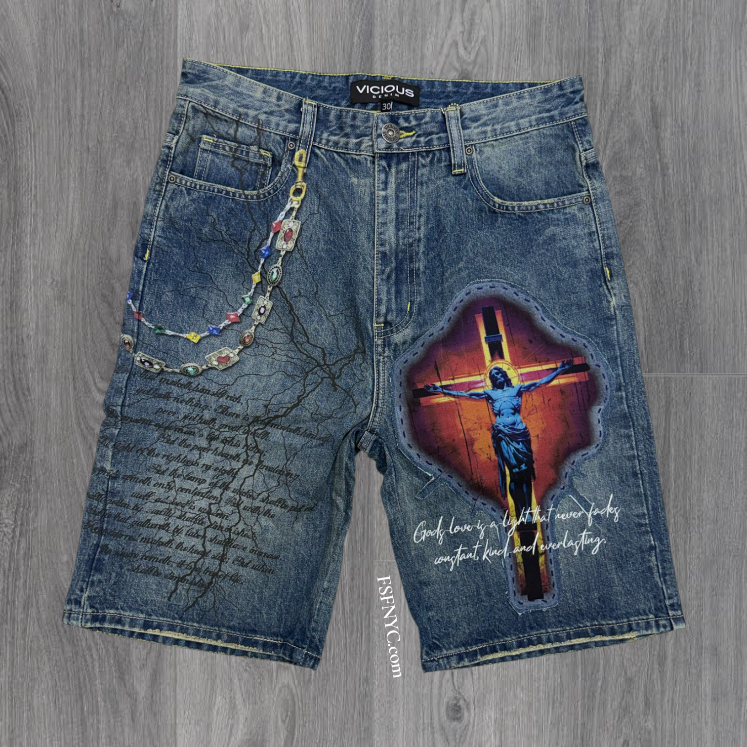 Vicious - Graphic Denim shorts- Dark  tnt -vc1210