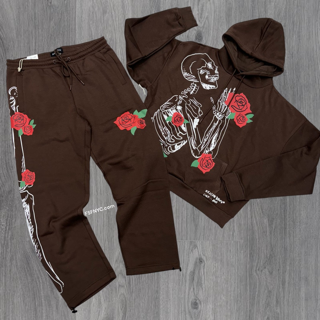 Reason No Love Lost Sweat suit Brown