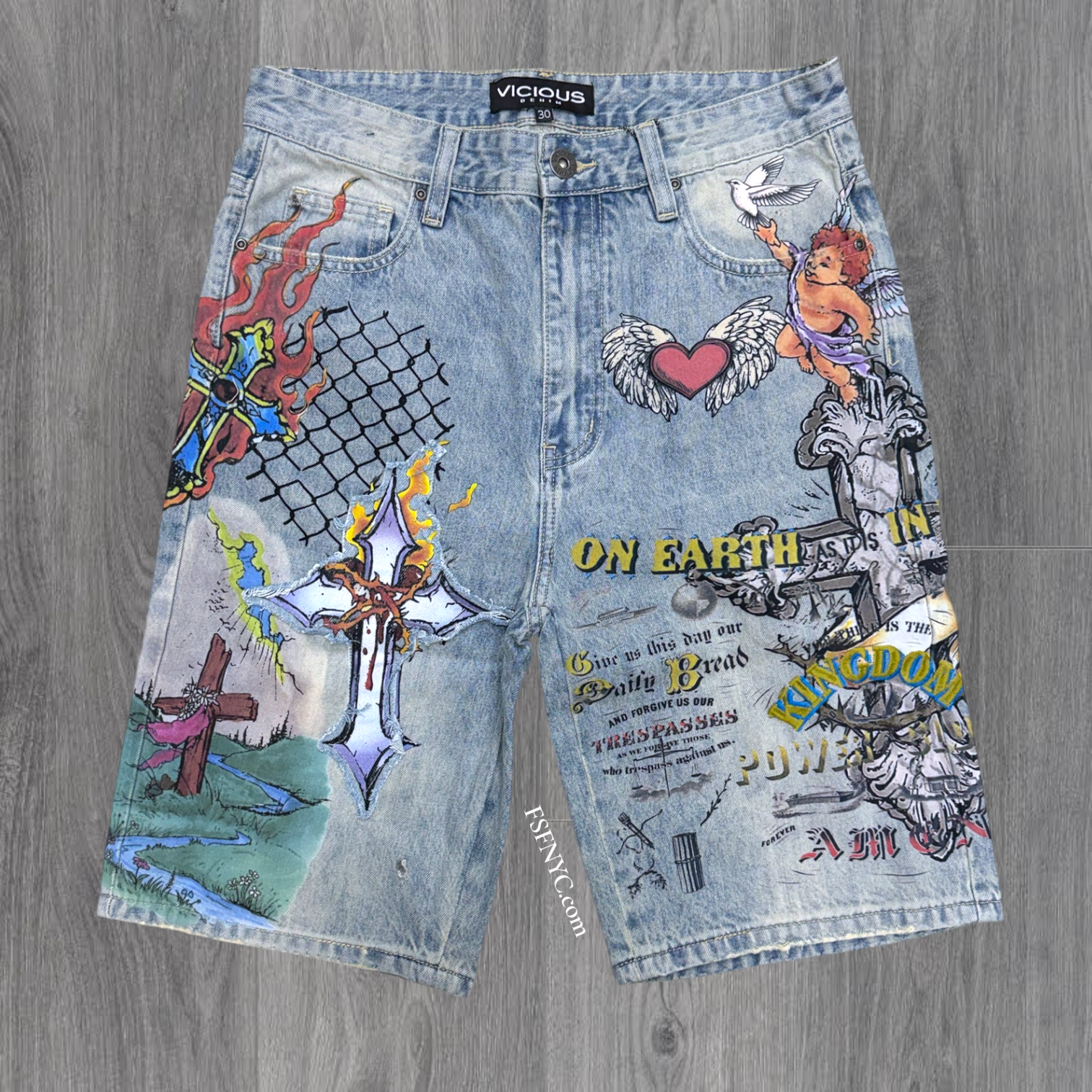 Vicious - on Earth Denim shorts- L.Blue  -vc1208