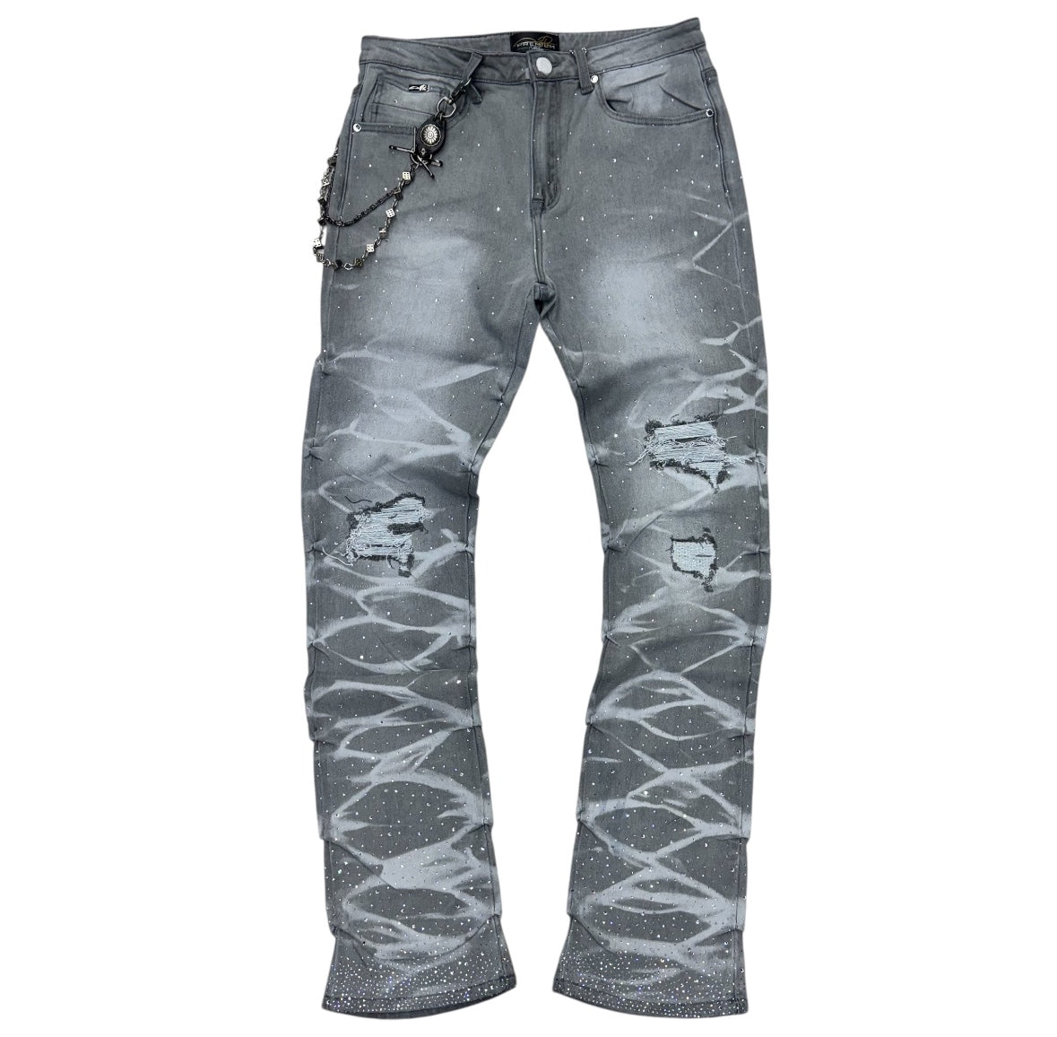 Milano - Stacked Rhinestone Denim - Grey - 2511
