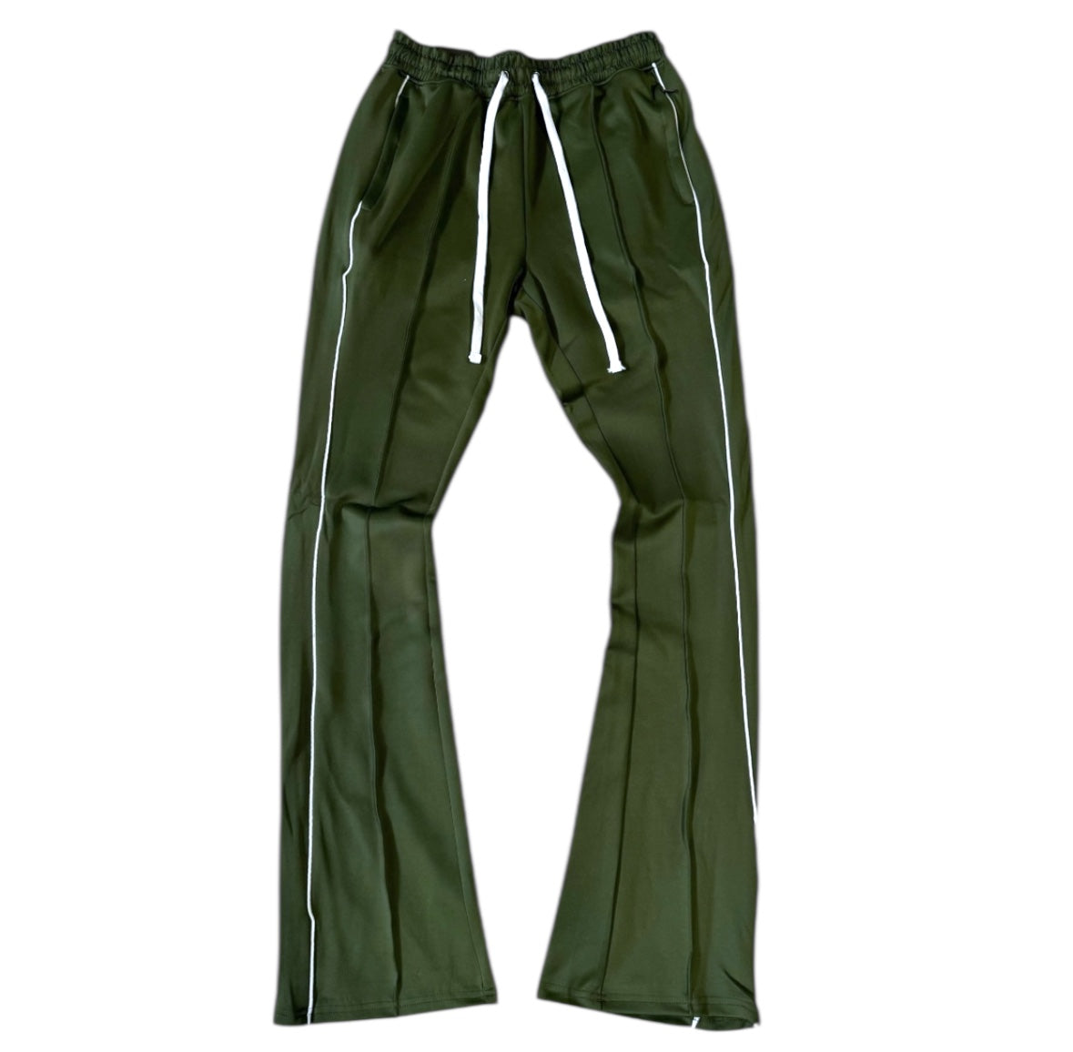 Rebel - Track Stacked Flare Pants - Olive - 470 570