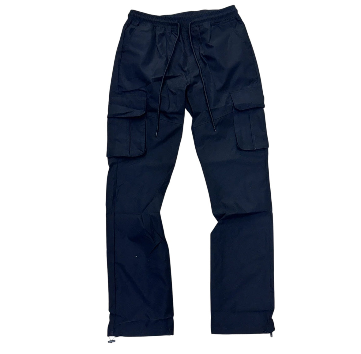 Rebel - Straight Fit NYLON Cargo Pants  - BLACK - 421