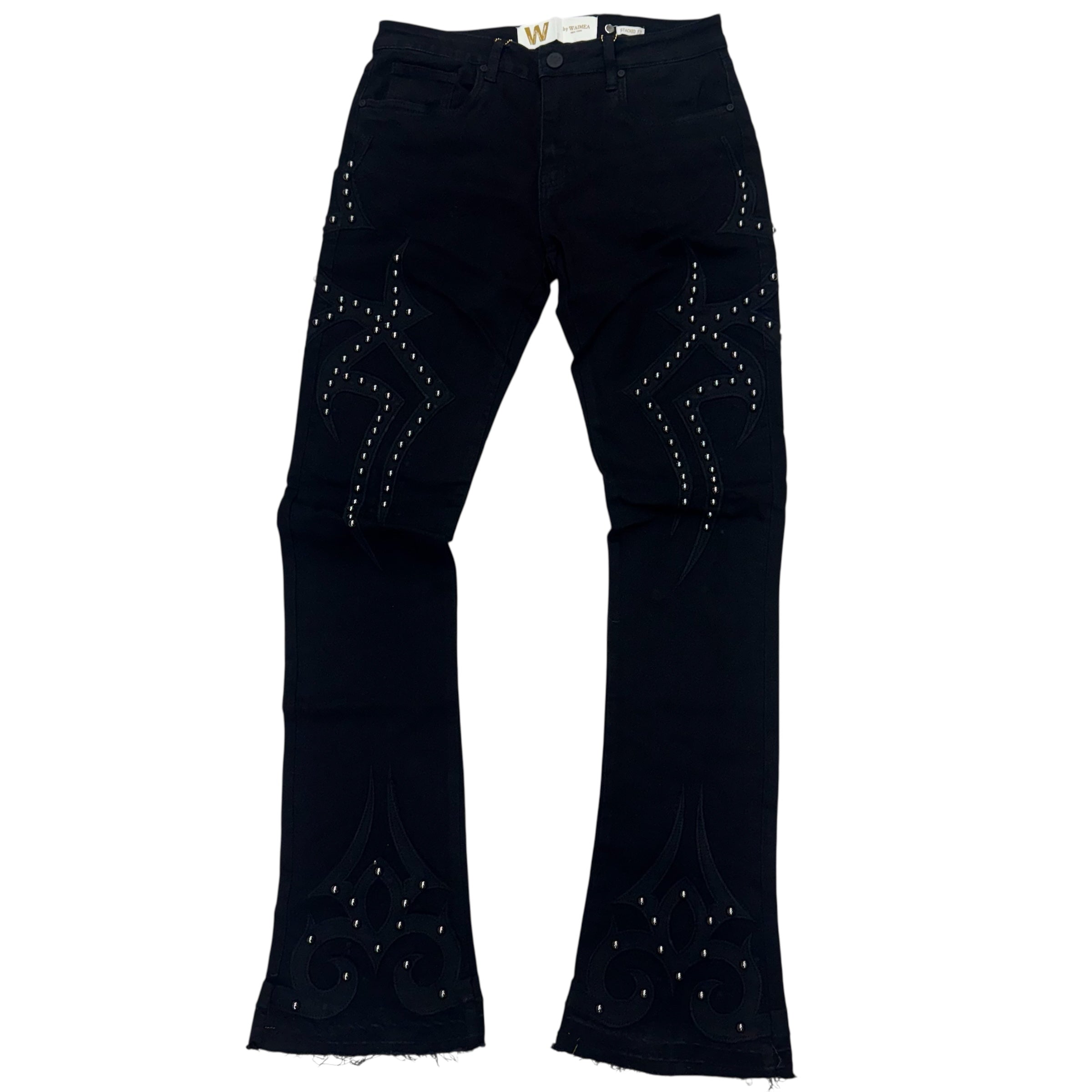 Stacked Studded Denim Jet Black M8312D
