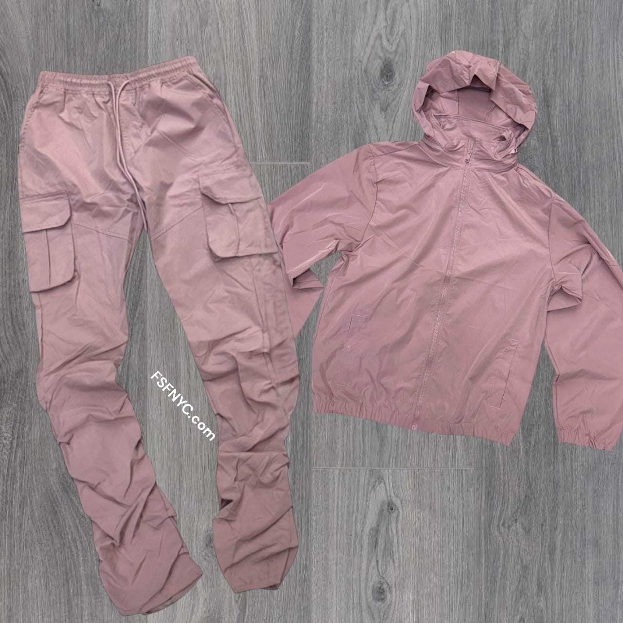Rebel - Set - Nylon Zip Jackets & Cargo Pants - Dusty Pink - 524 422