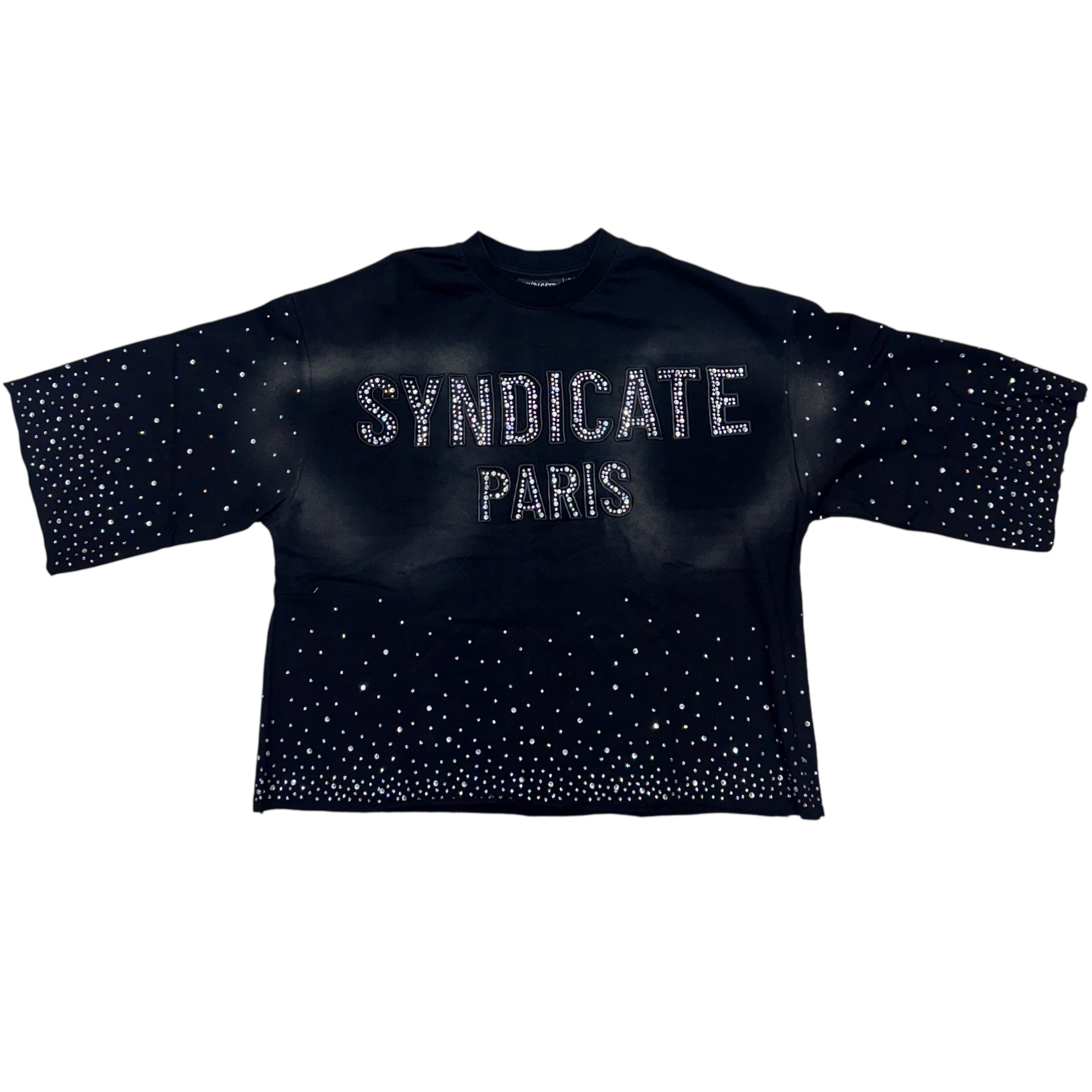 Syndicate Rhinestone Paris Crop T-Shirt Black 02