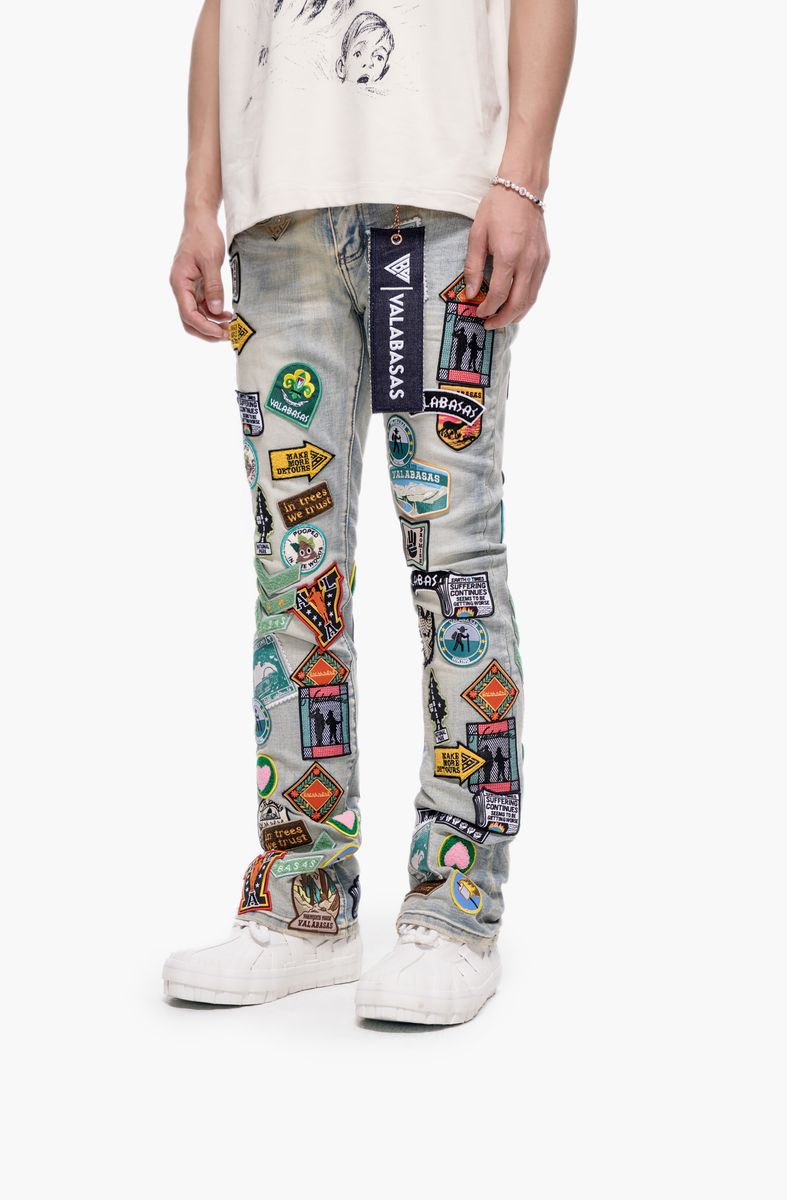 Valabasas- Stacked Axis Patch Denim - Blue - 109
