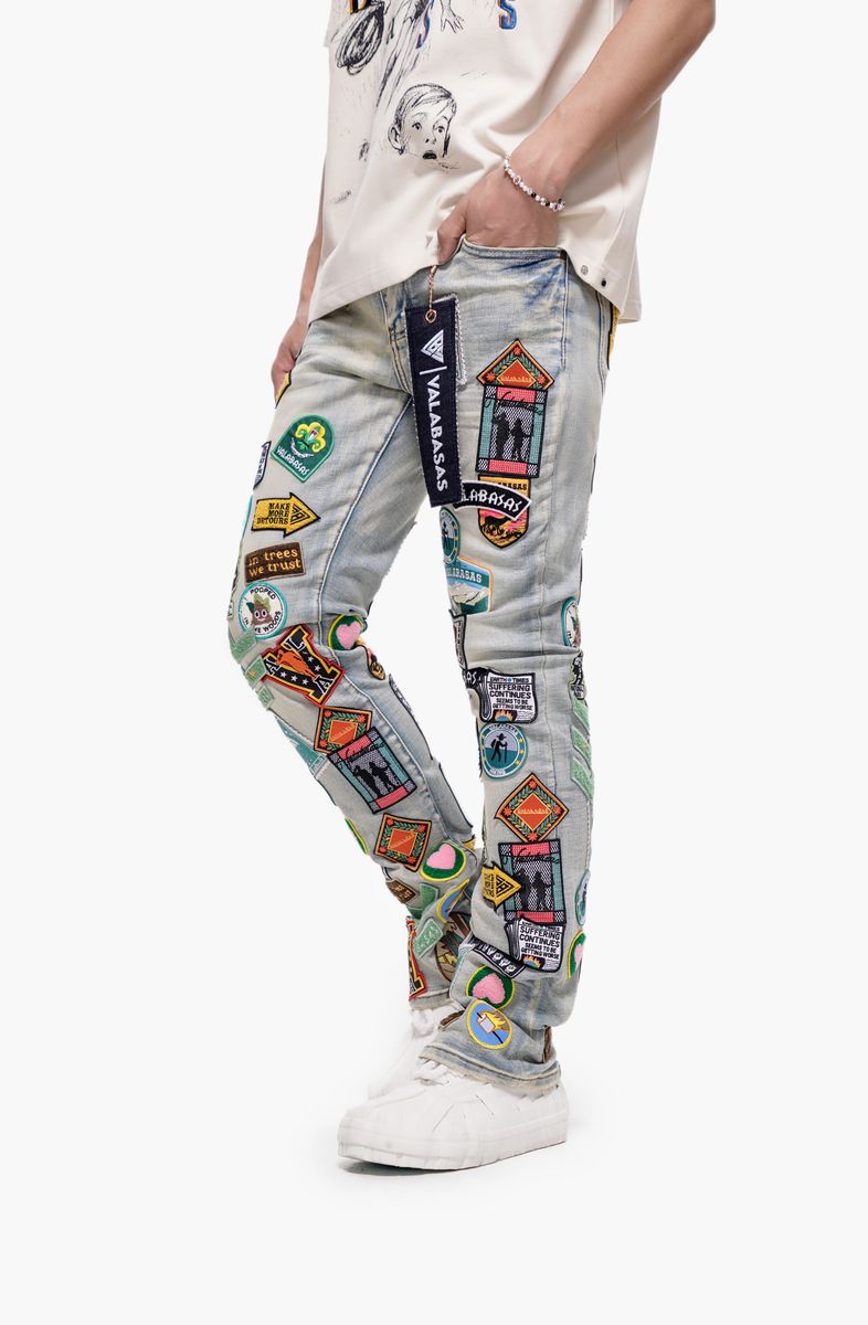 Valabasas- Stacked Axis Patch Denim - Blue - 109
