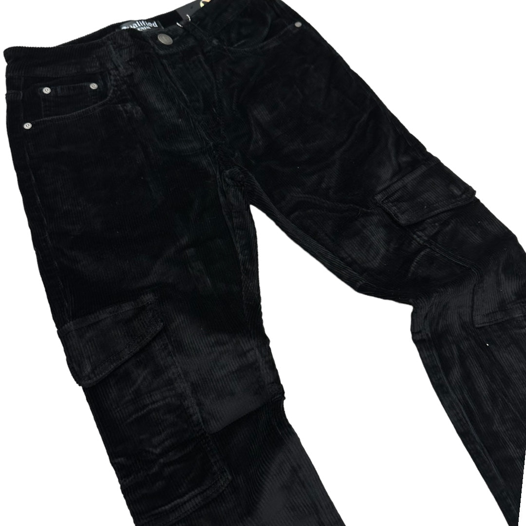 Qualified Corduroy Cargo Pants Black