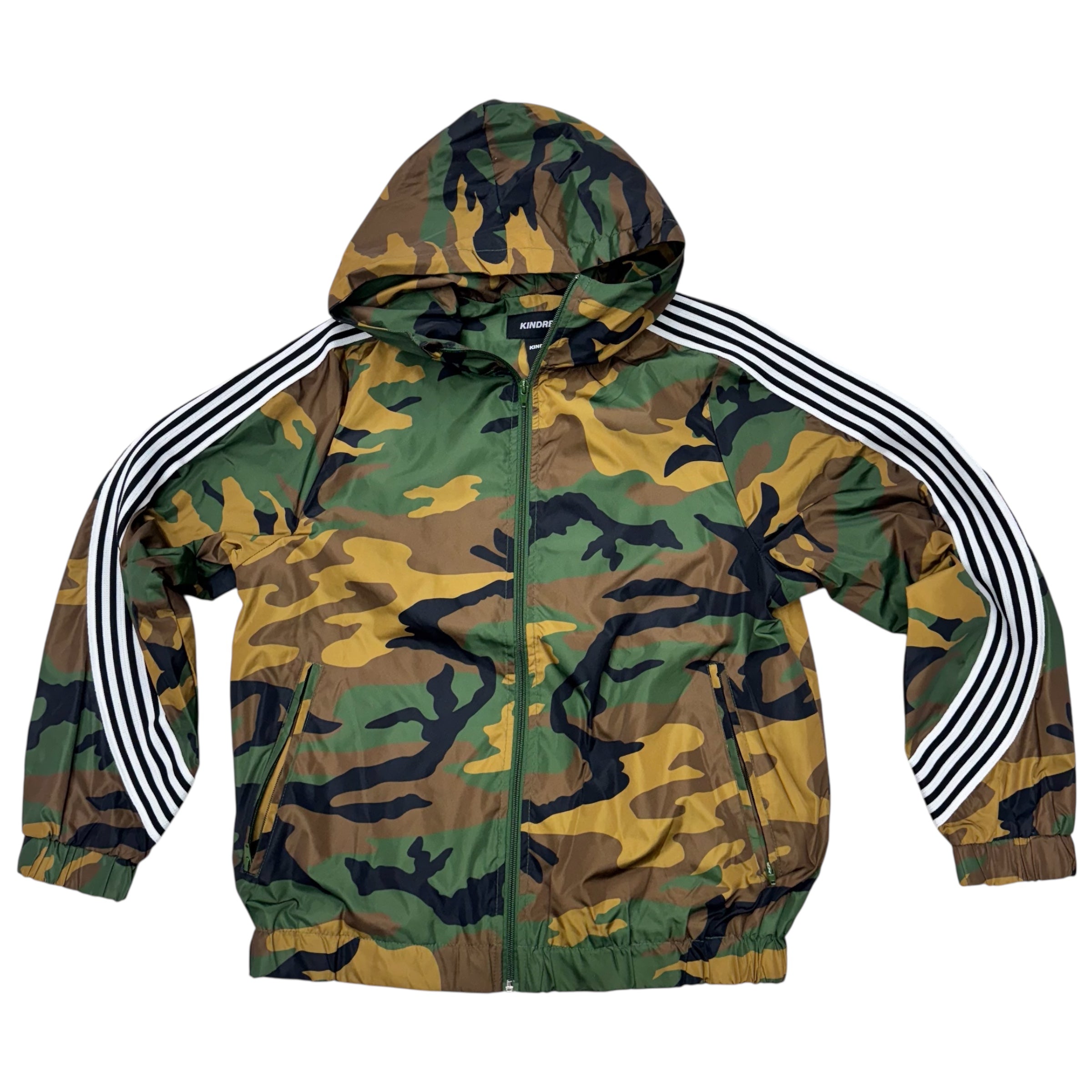 KD Striped Nylon WindBreaker Jacket Green Camo 2110