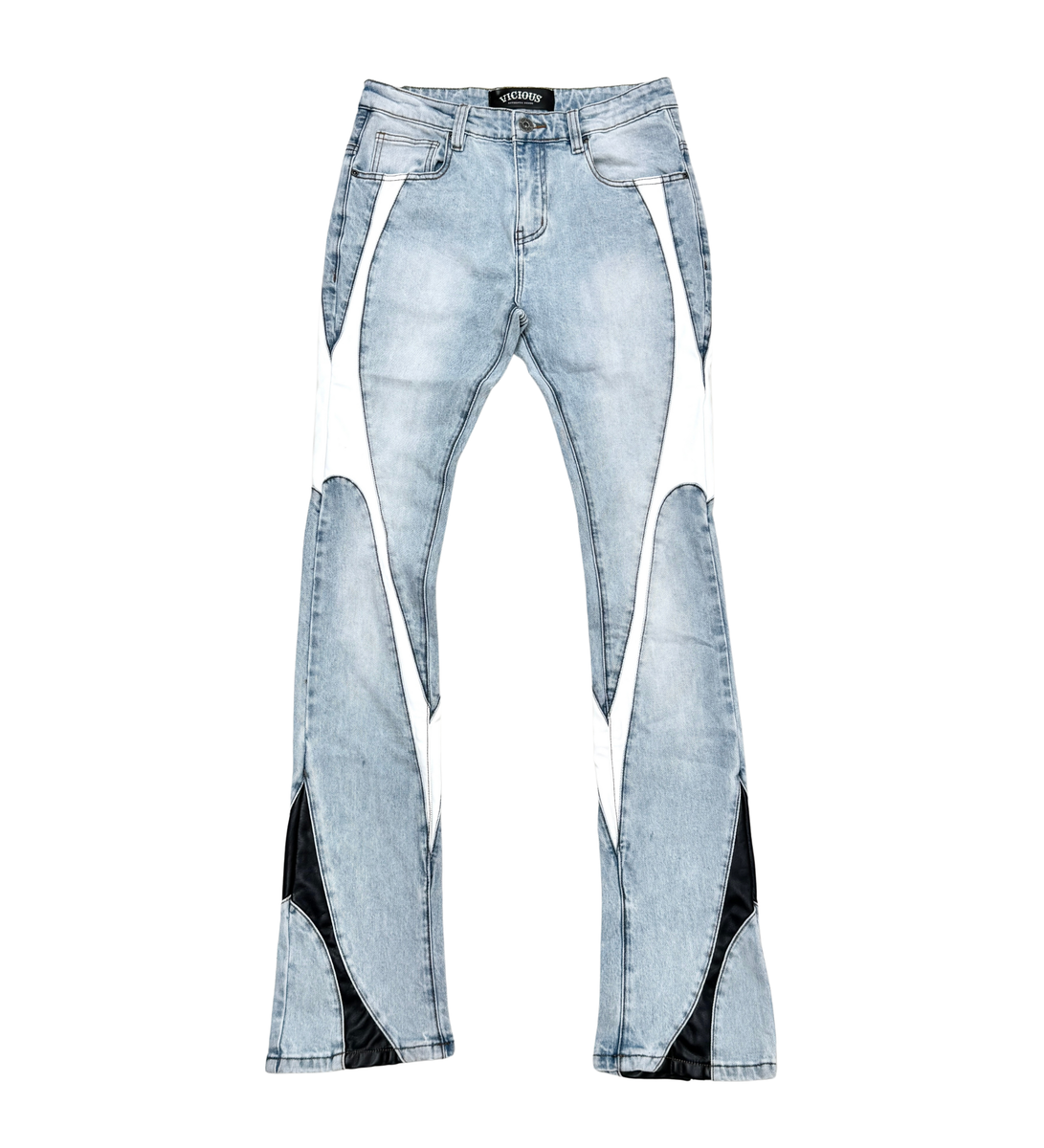 Vicious Stacked w/leather Details Denim L.Blue Vc5000