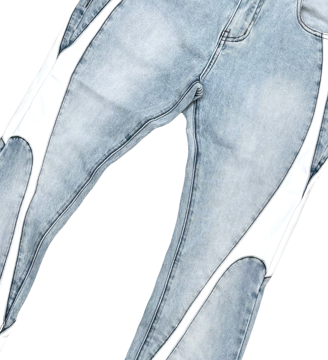 Vicious Stacked w/leather Details Denim L.Blue Vc5000