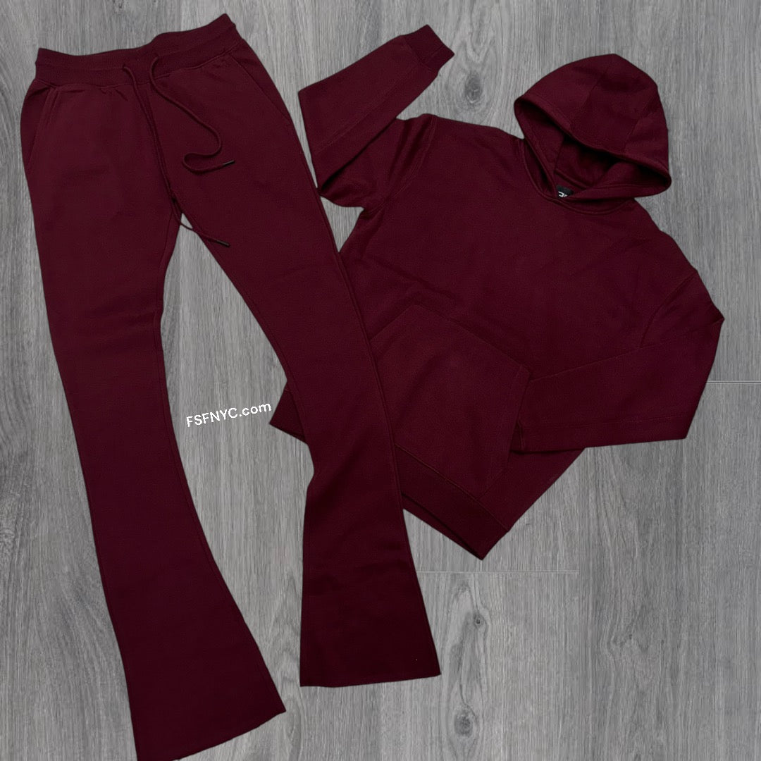 JC Uptown Stacked sweat suit Wine 8861 8860