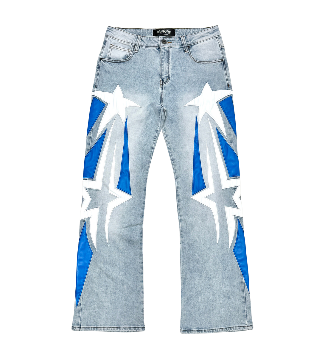 Vicious Straight Fit with Leather Star Patch Denim Blue vC5001