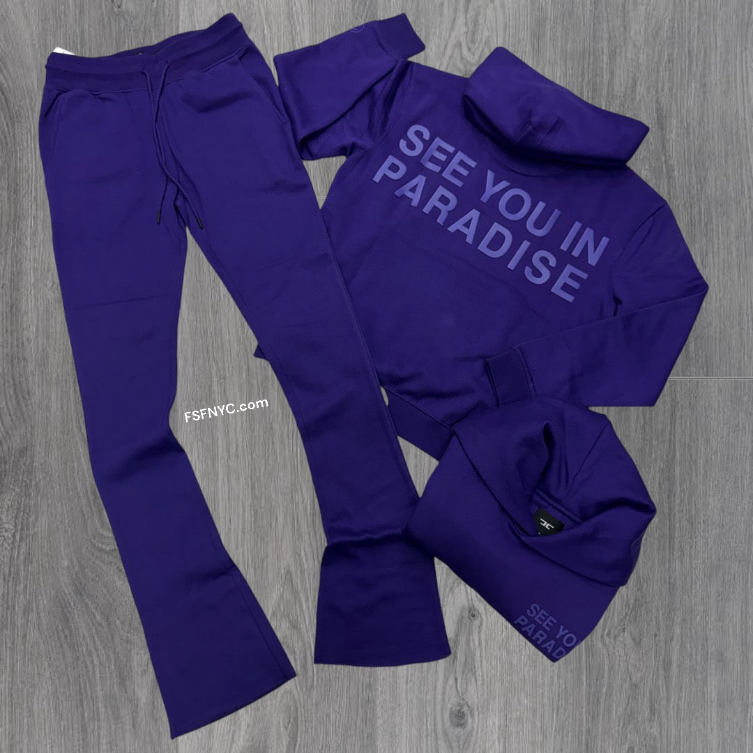 JC stacked see you in paradise sweat suit Purple 8862