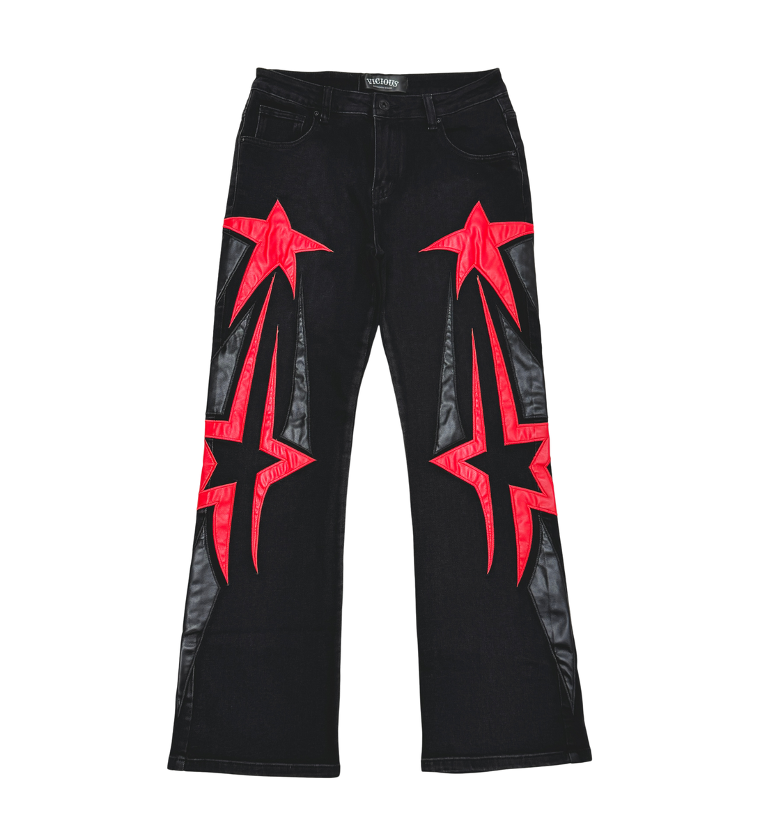 Vicious loose Fit with Leather Star Patch Denim Black vC5001