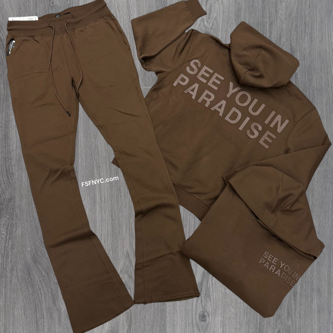 JC stacked see you in paradisesweat suit chocolate 8862