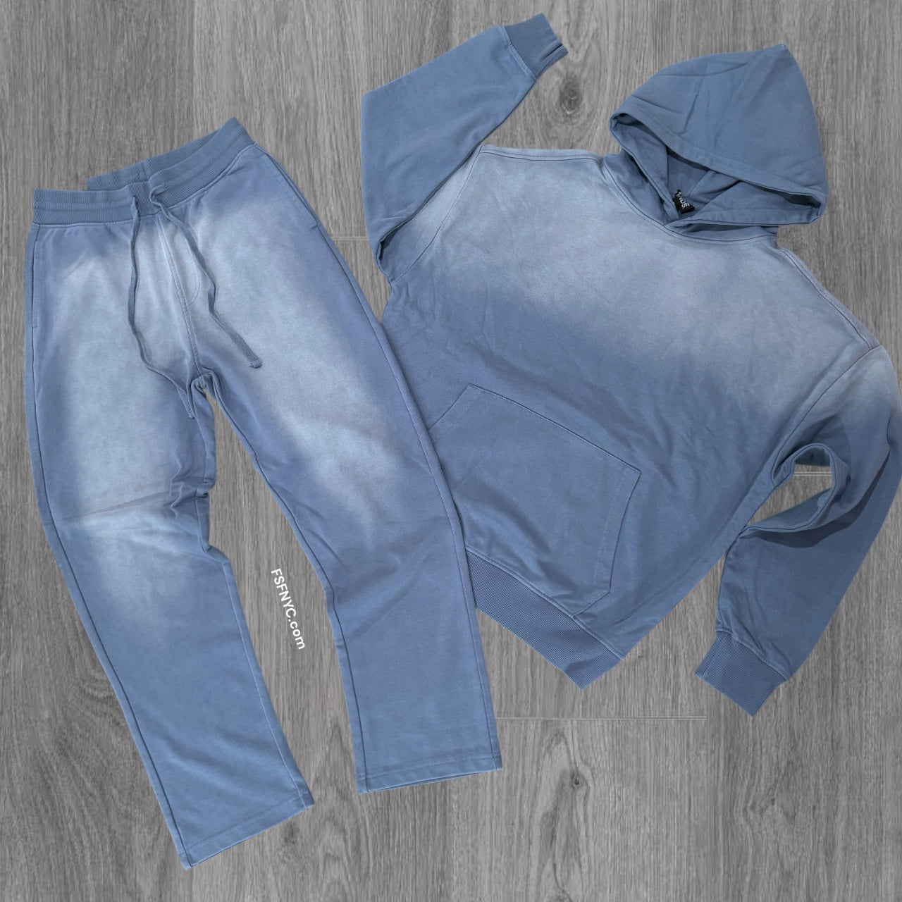 OverSized Fade Sweat Suit - ASH BLUE - 885