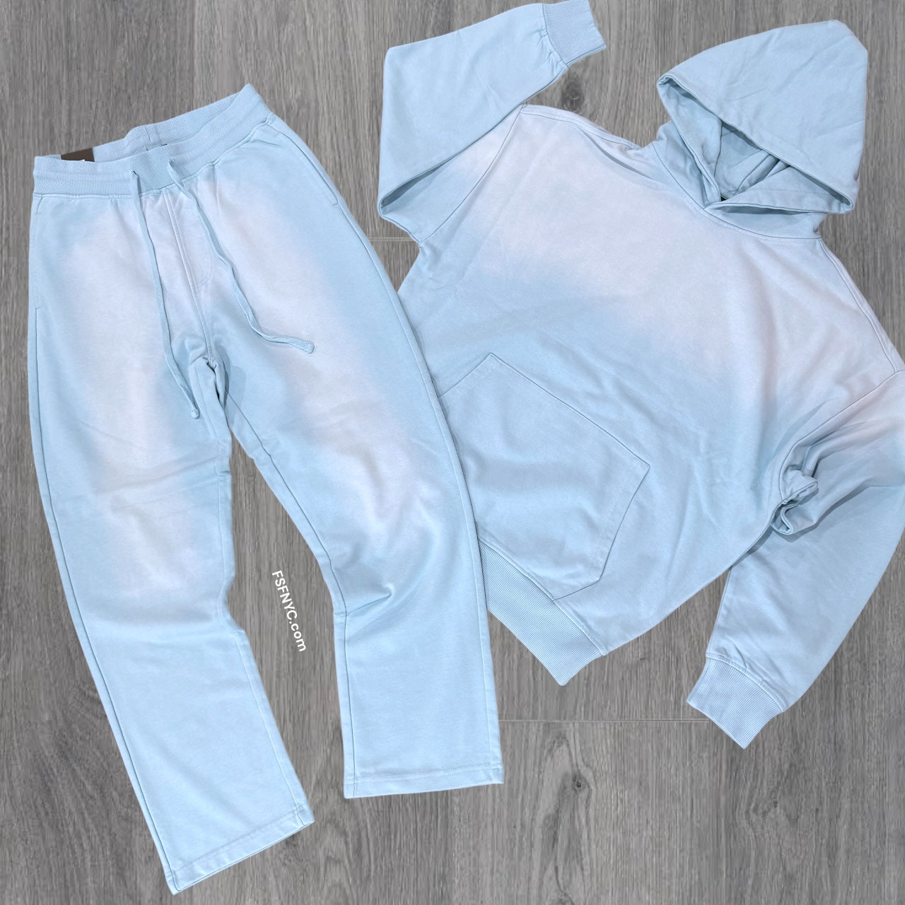 OverSized Fade Sweat Suit - Light Sky Blue - 885