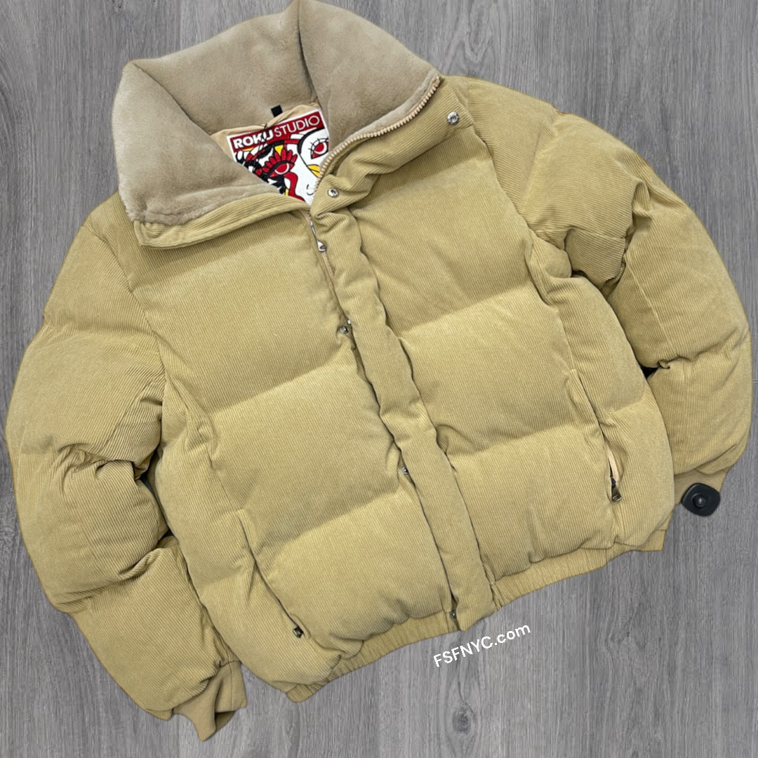 Roku Mercer corduroy   Bubble Coat Khaki