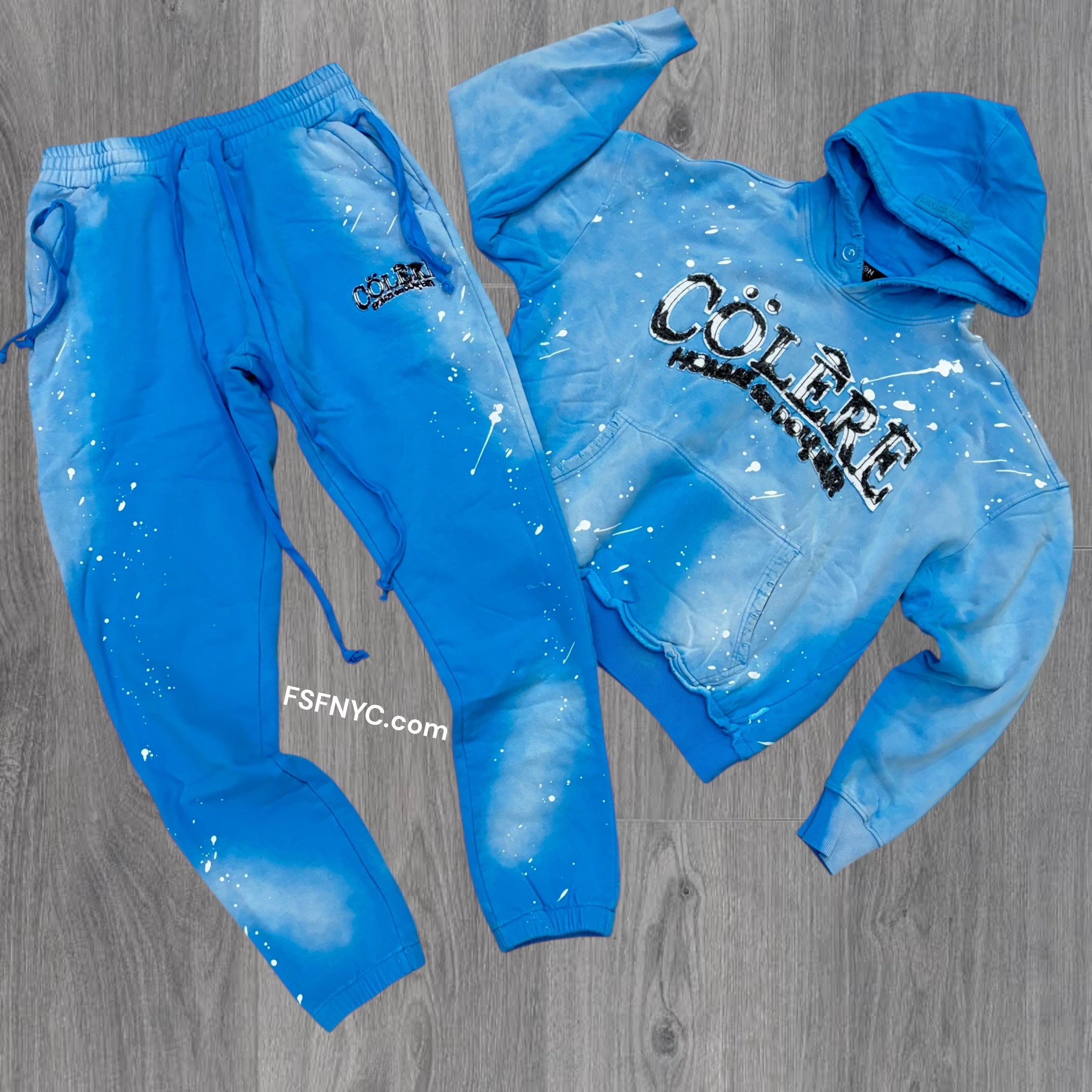 Hudson Acid Wash SweatSuit Blue