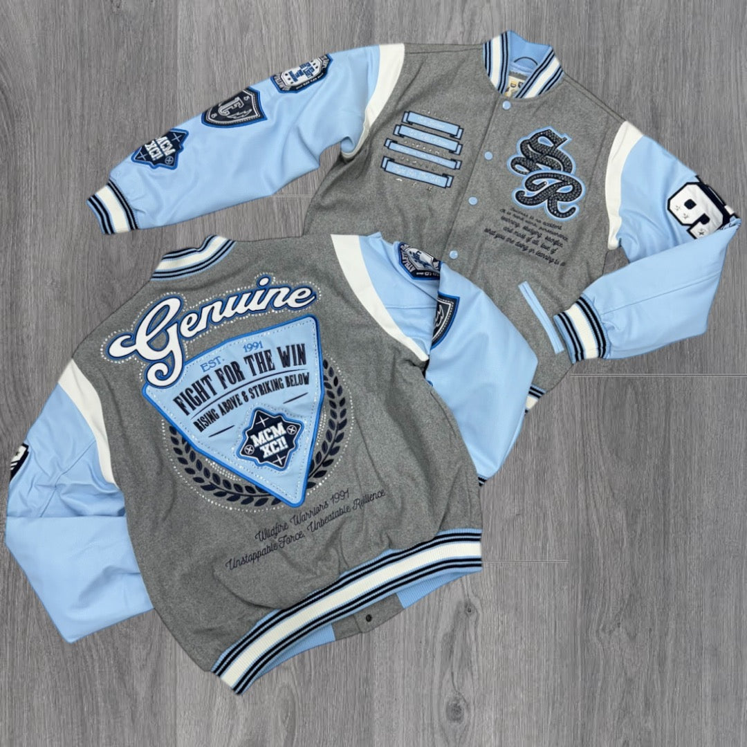 Rise Varsity Studed Jacket Grey Blue 24699