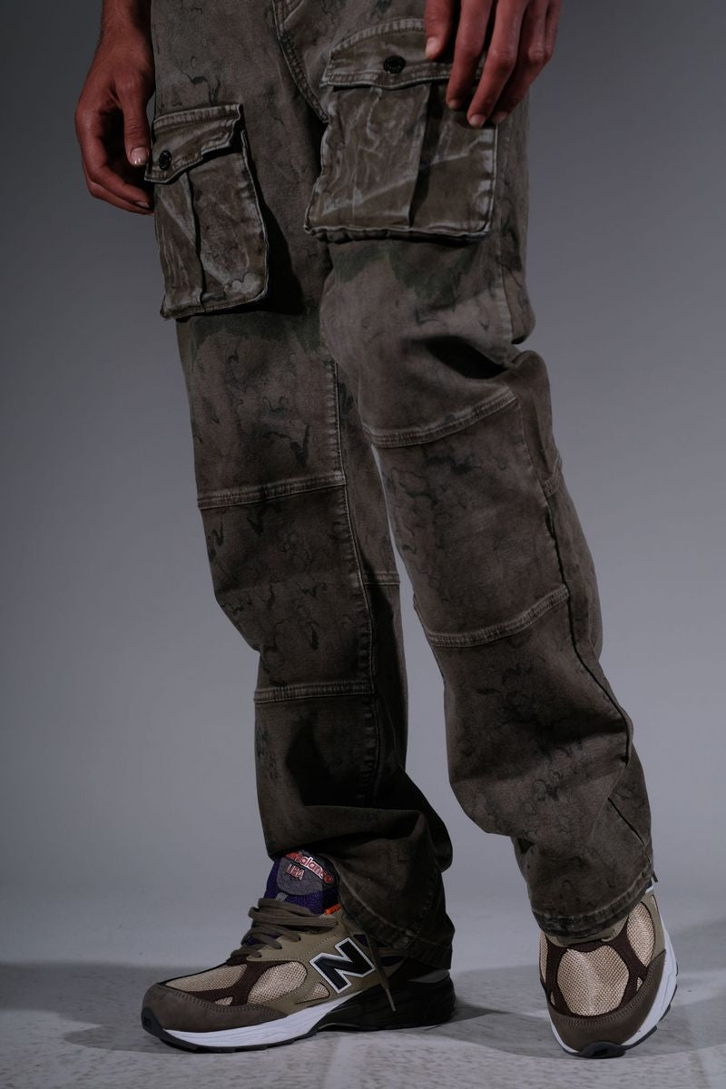 Vicious Straight loose Fit Cargo Denim Olive VC808