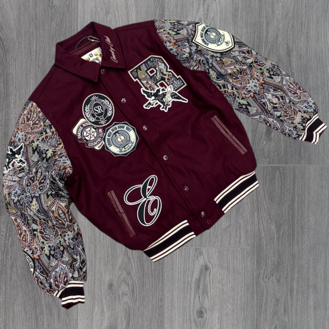 Rise Varsity Studed Jacket Wine 24695