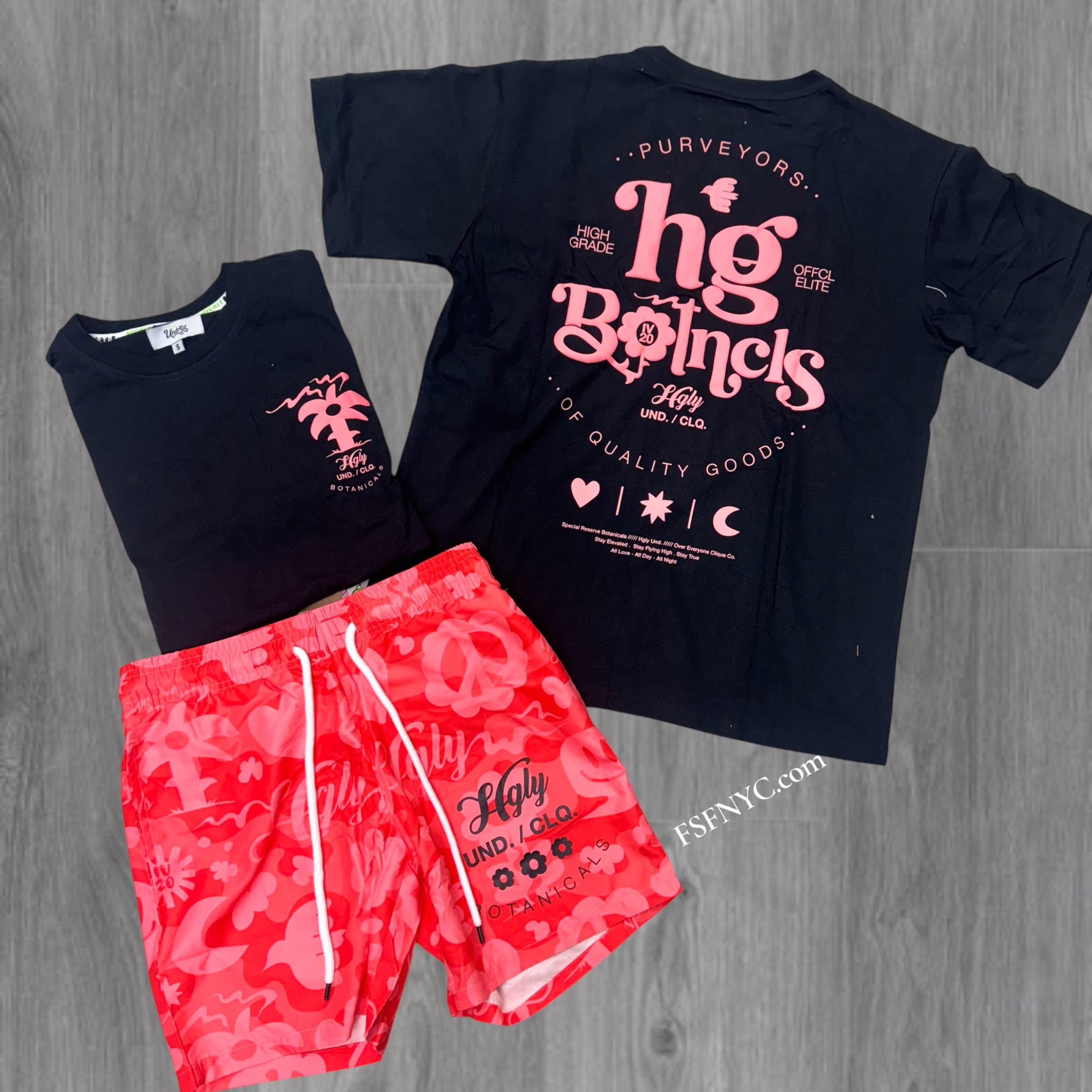UR Botanical Short Set Black-Pink 5113/5213