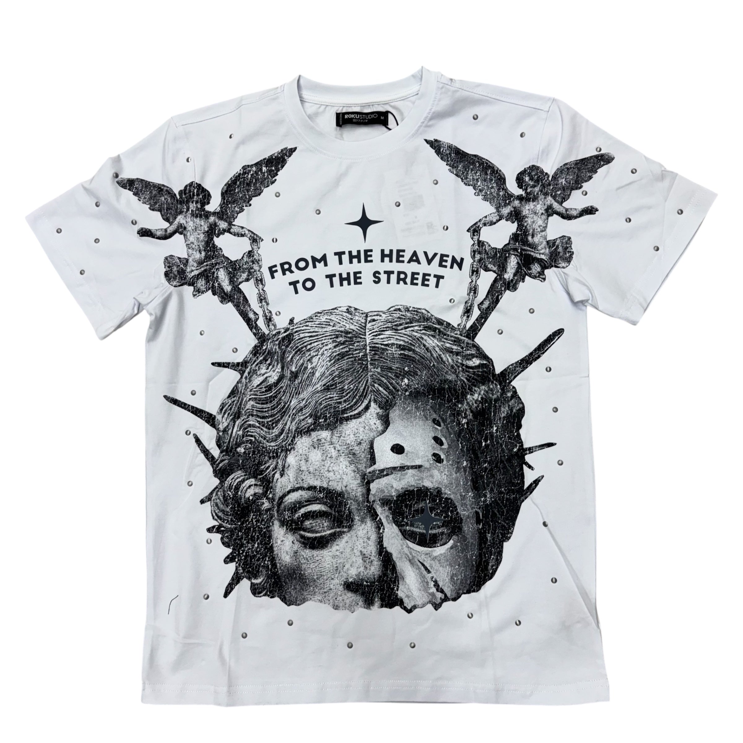Roku Studded From The Heavens To The Street T-Shirt White 1694