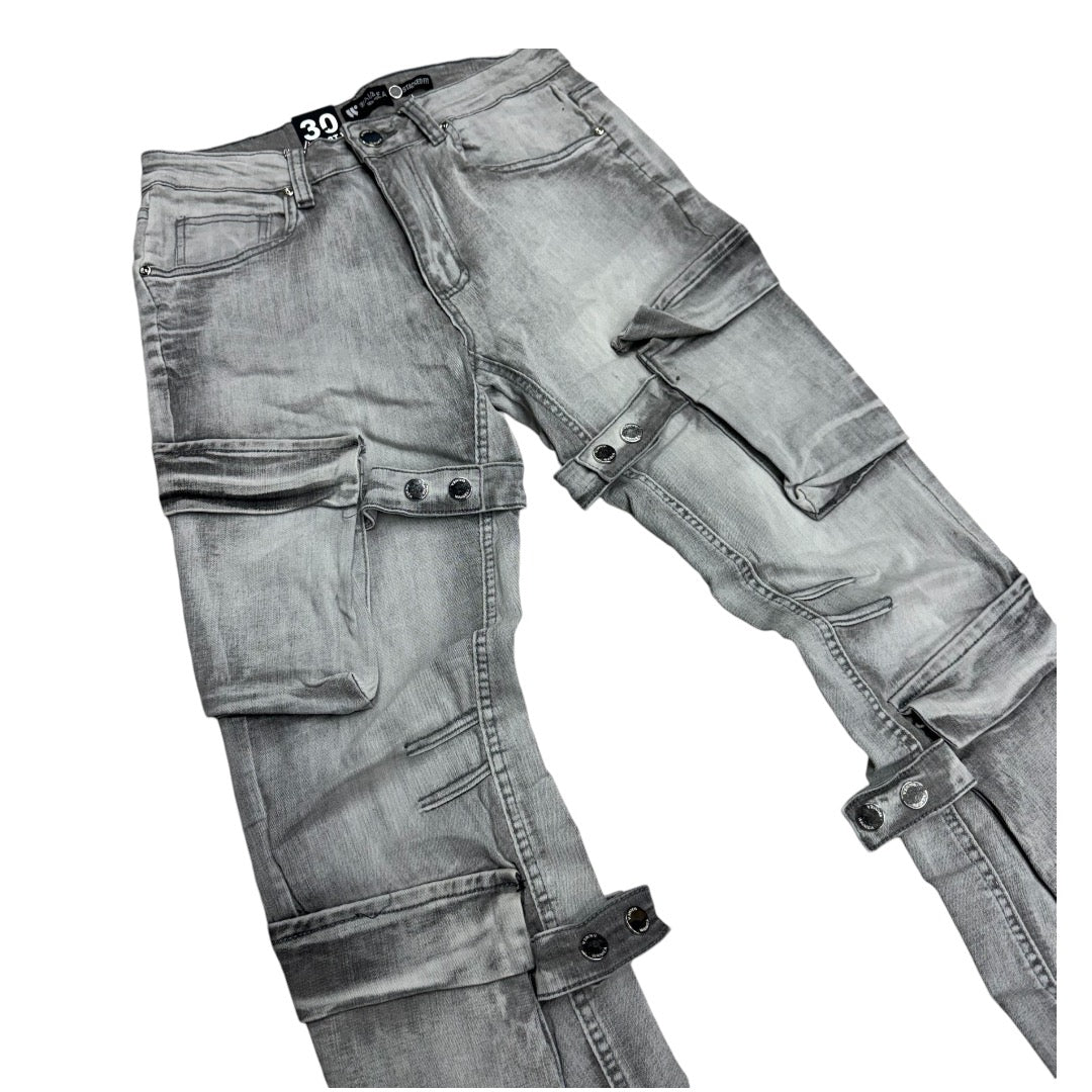 Stacked Cargo Denim Grey Bleach M8260D