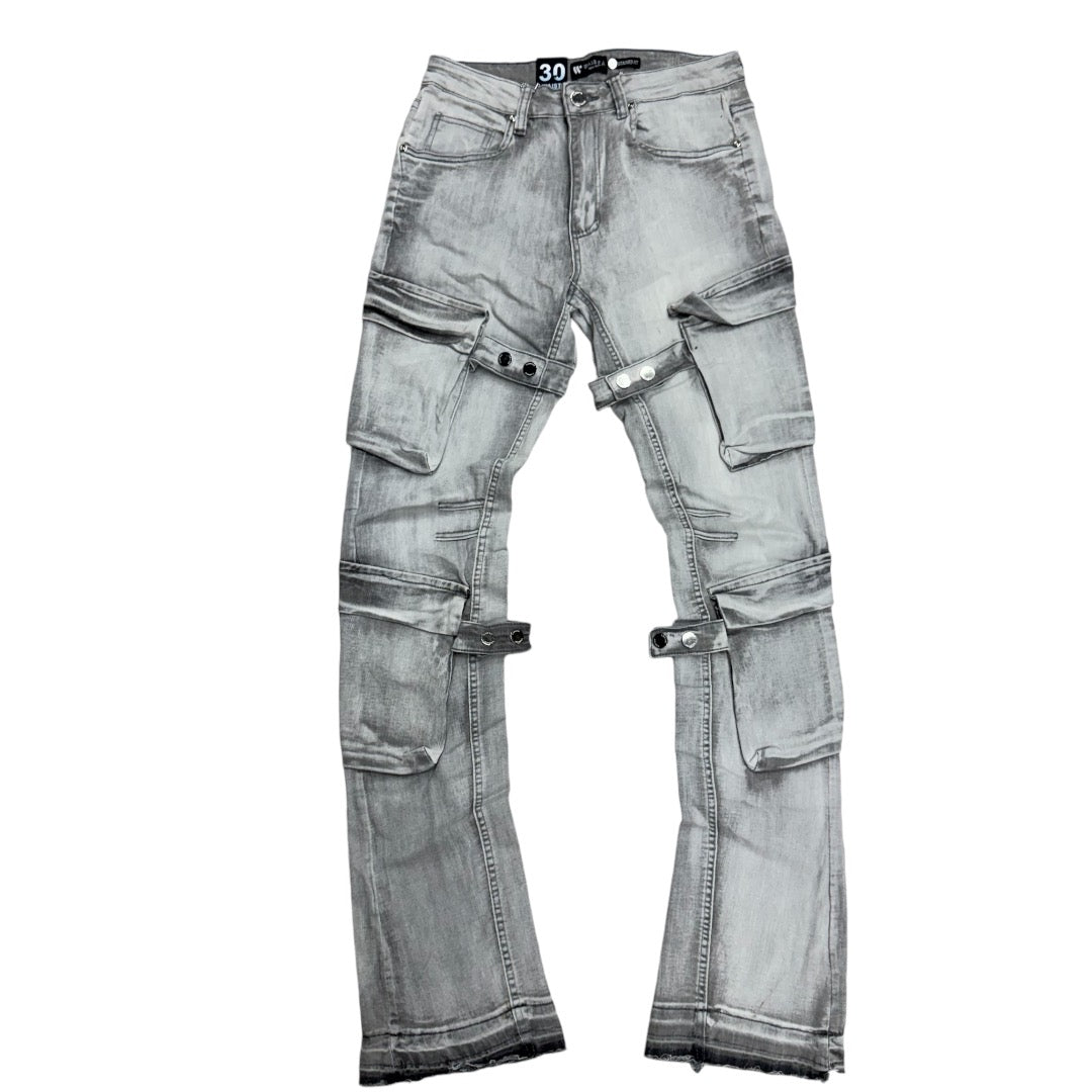 Stacked Cargo Denim Grey Bleach M8260D