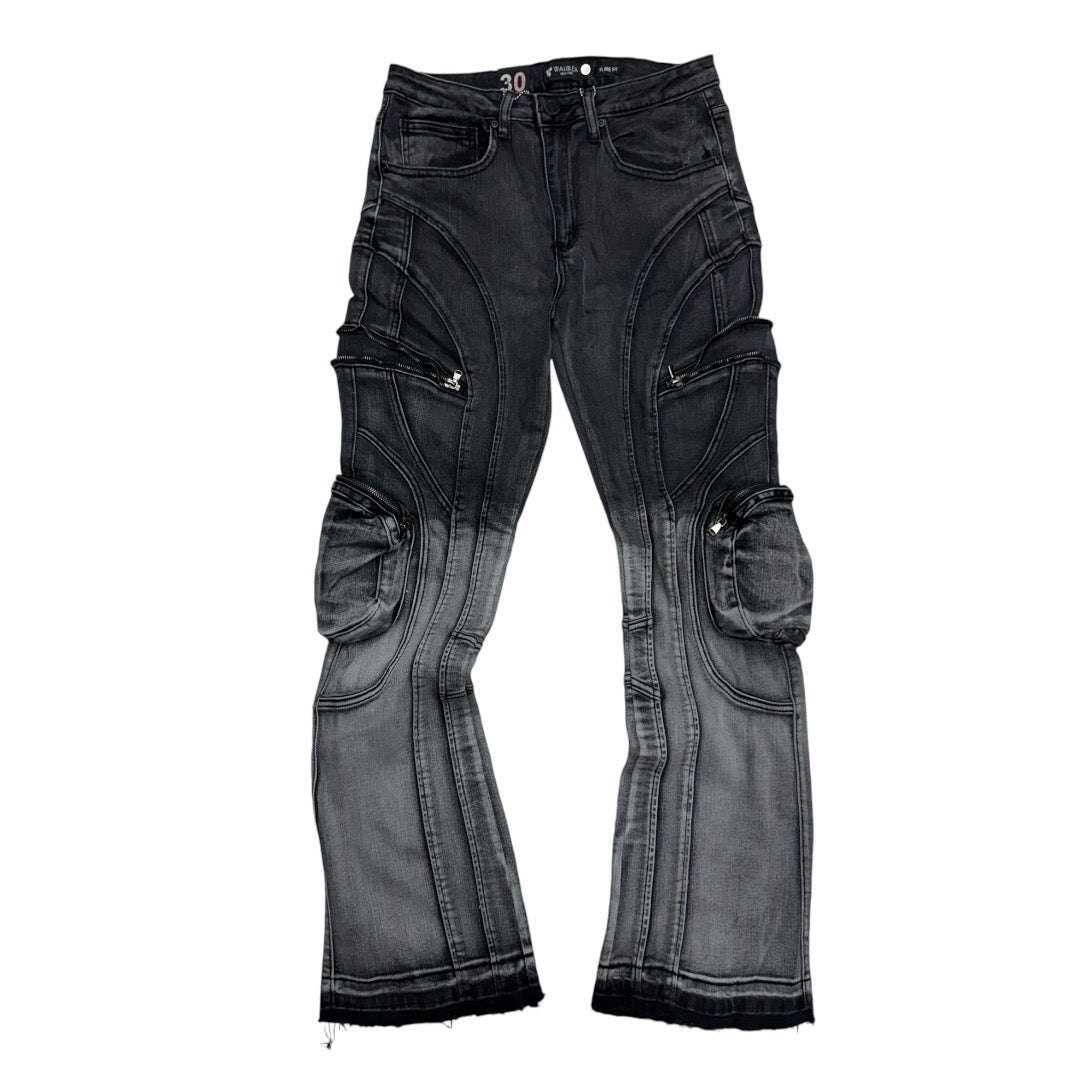 Stacked Flare Fit Denim Black Wash M8259D